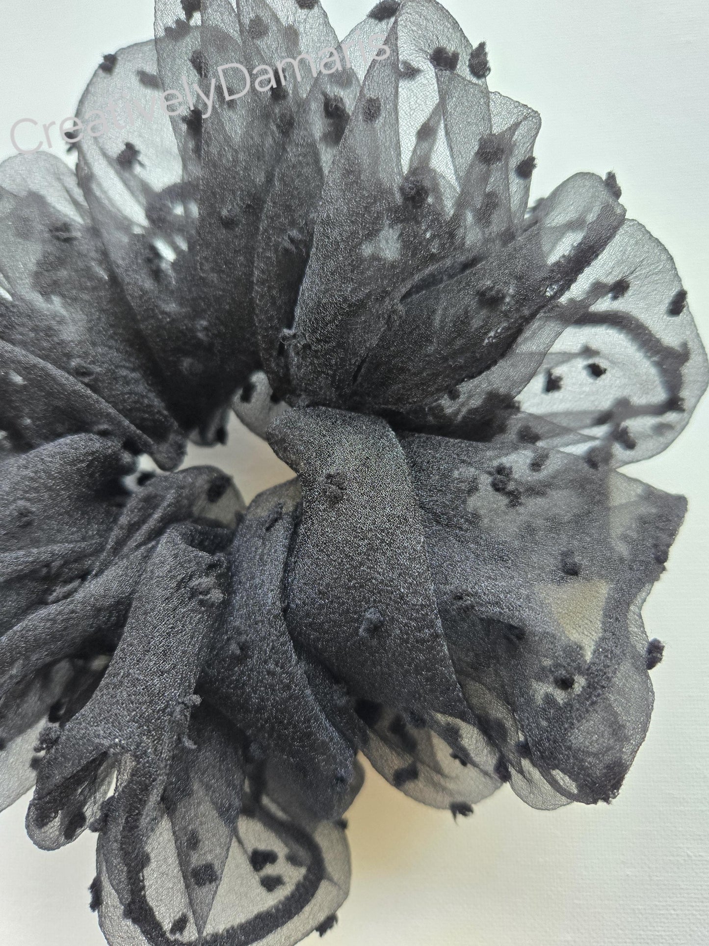 Black Swiss Dot Organza Scrunchie