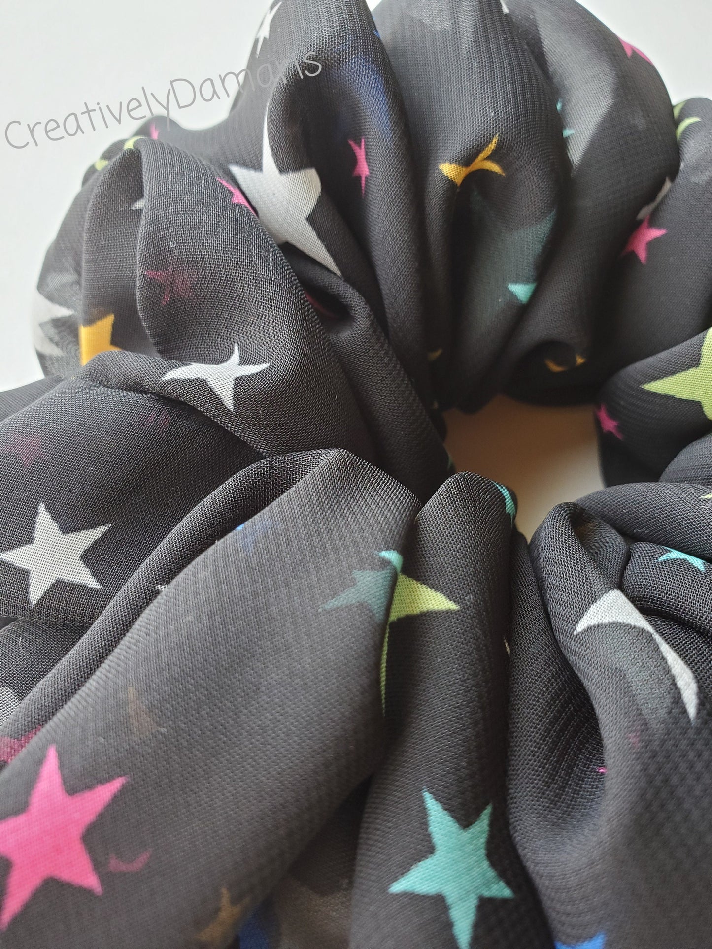 Colorful Stars Chiffon XL Scrunchies