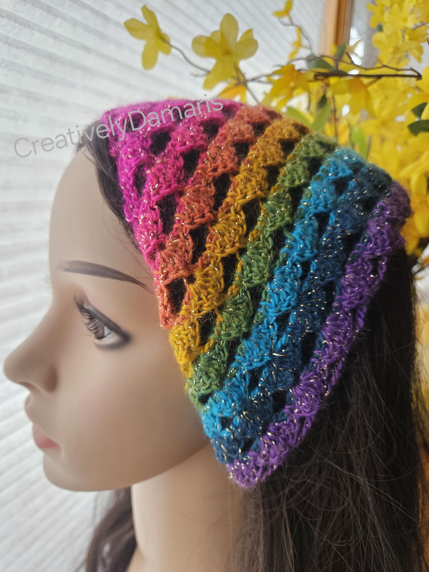 Glittery Rainbow Crochet Kerchief