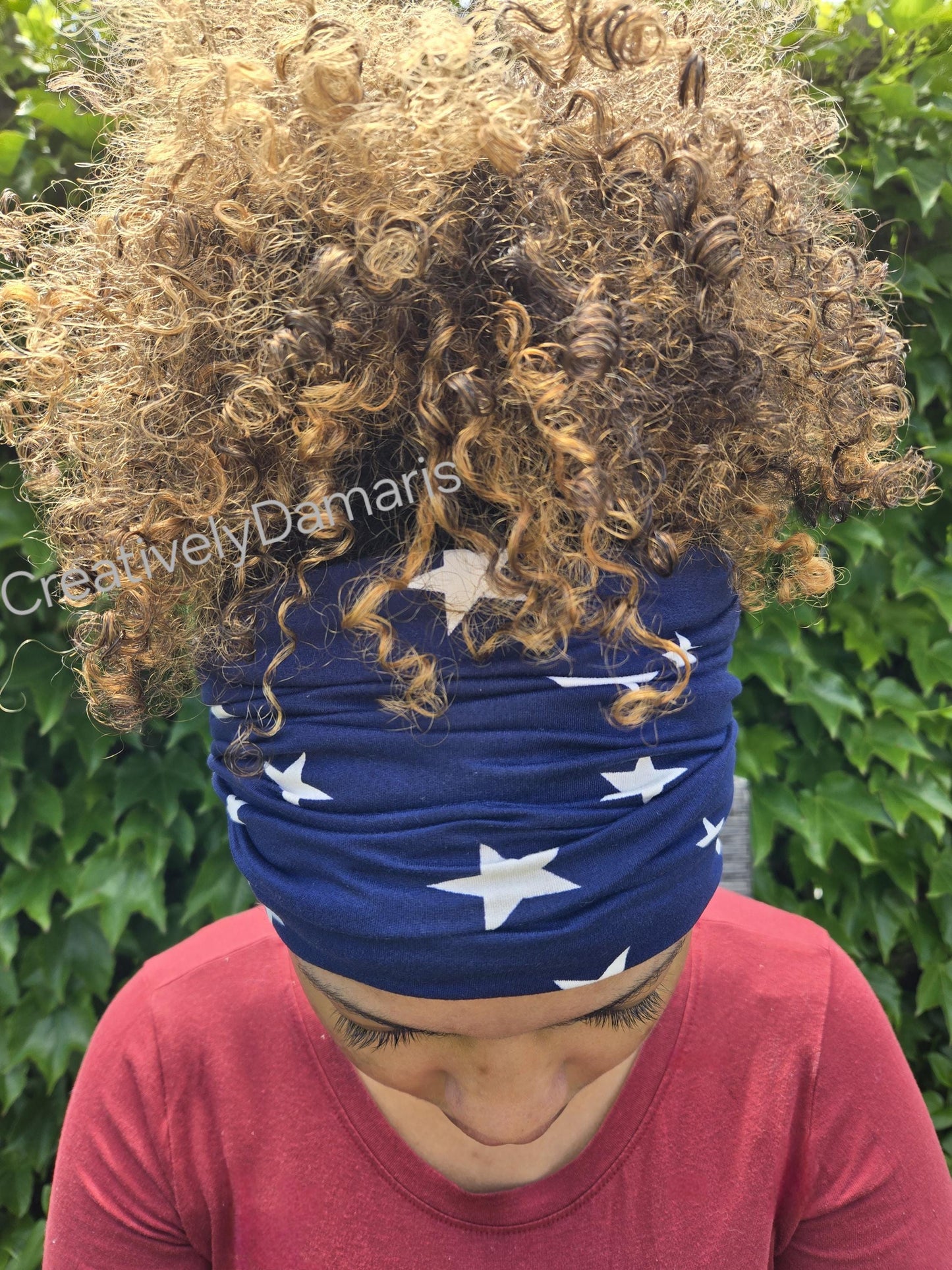 Star Print Wide Scrunch Headband