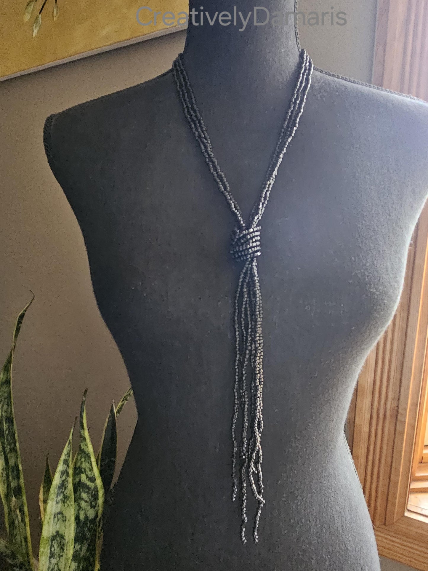 Black Seeds Beaded Multi Strand knotted Necklace