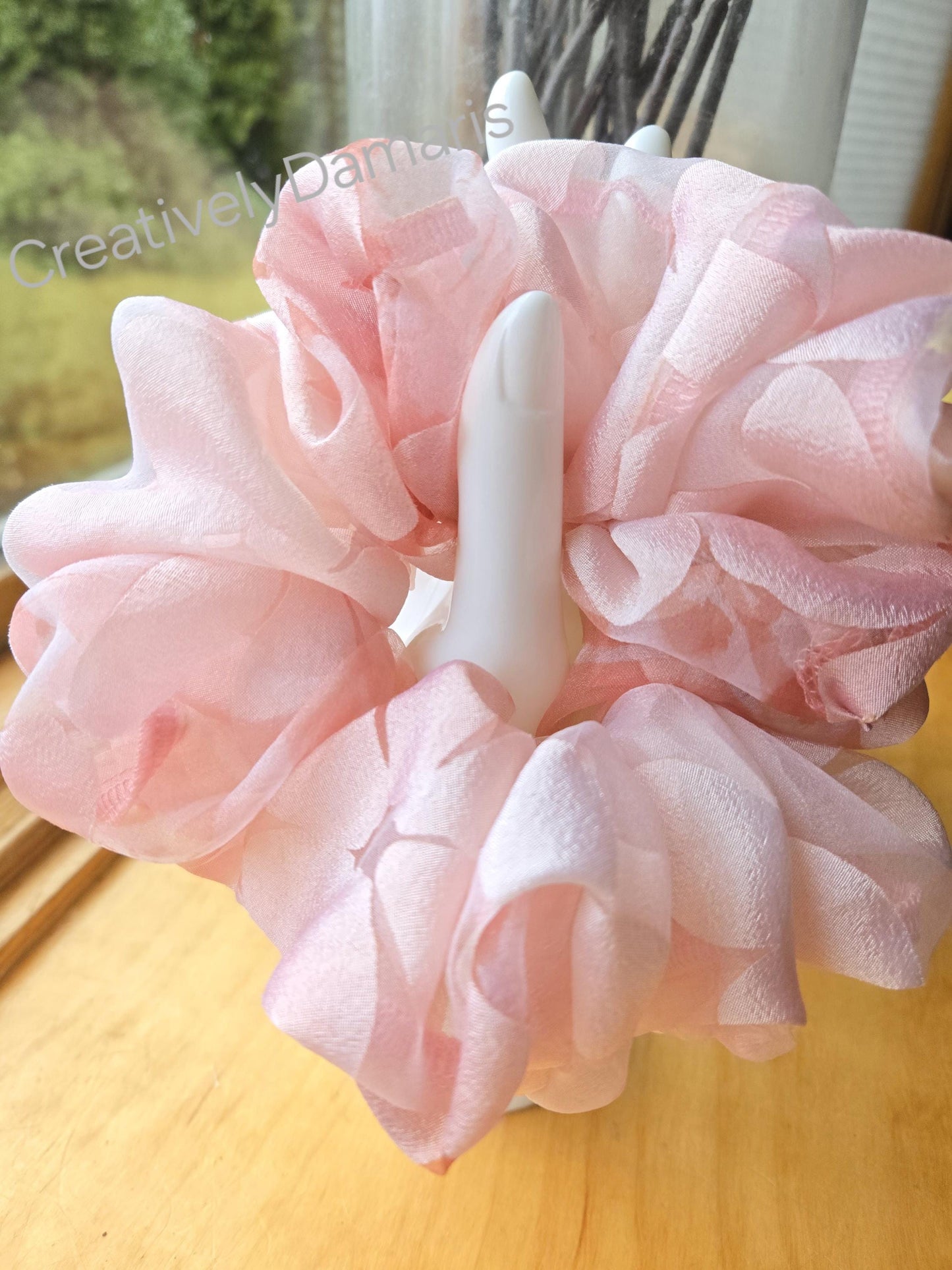 Pink Floral Organza XL Scrunchie