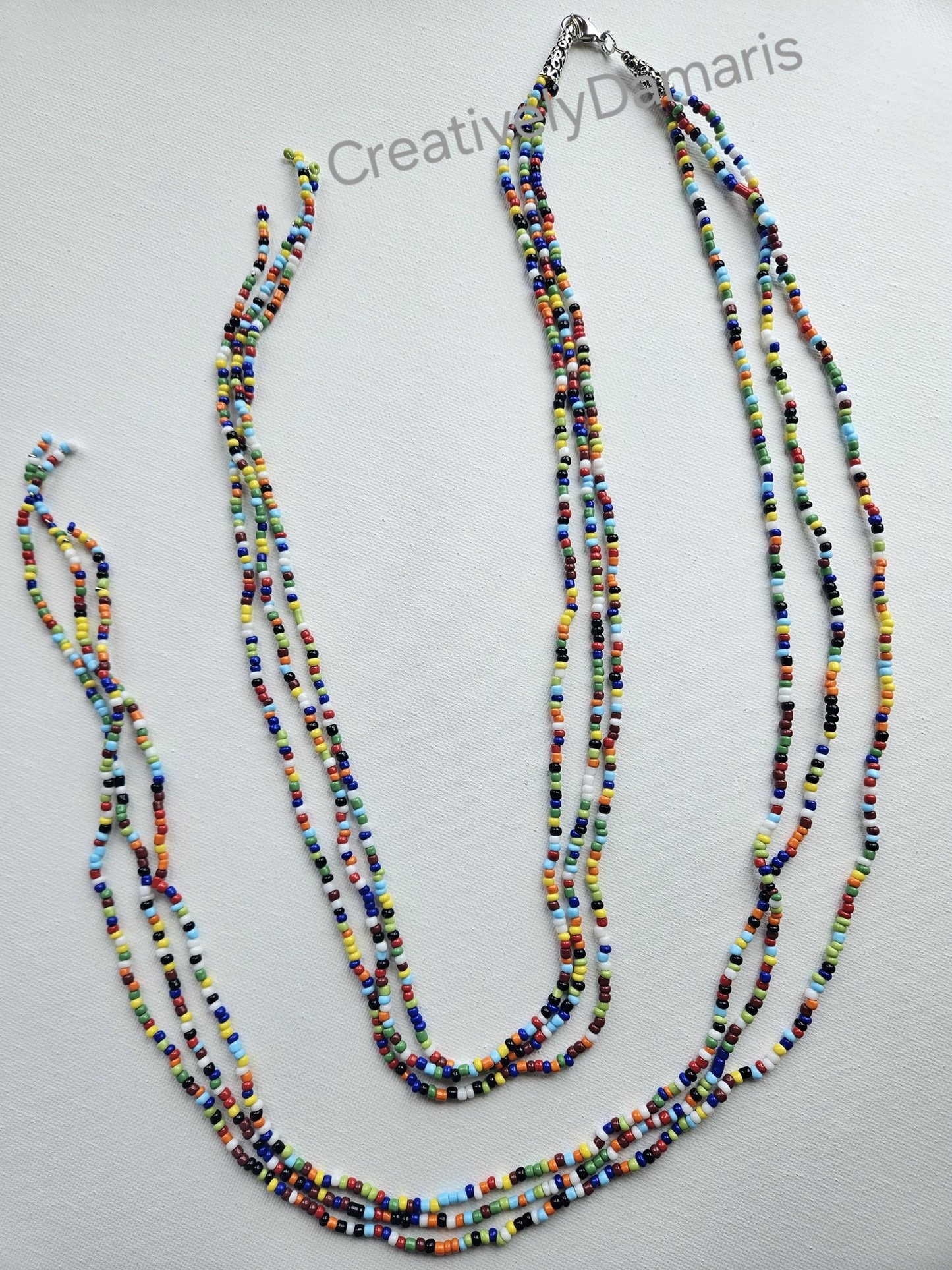 Multi-color Seeds Beaded Multi Strand Long Necklace