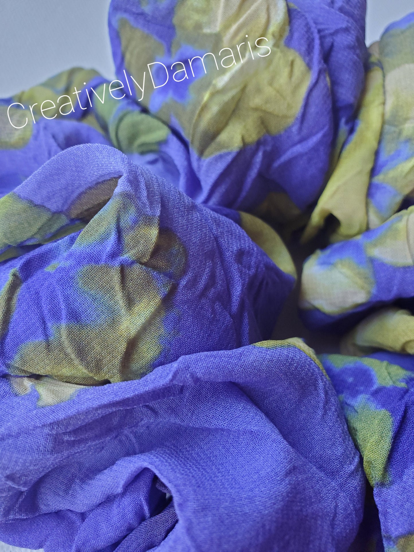 Chiffon XL Scrunchie in Purple with Yellow Floral Print