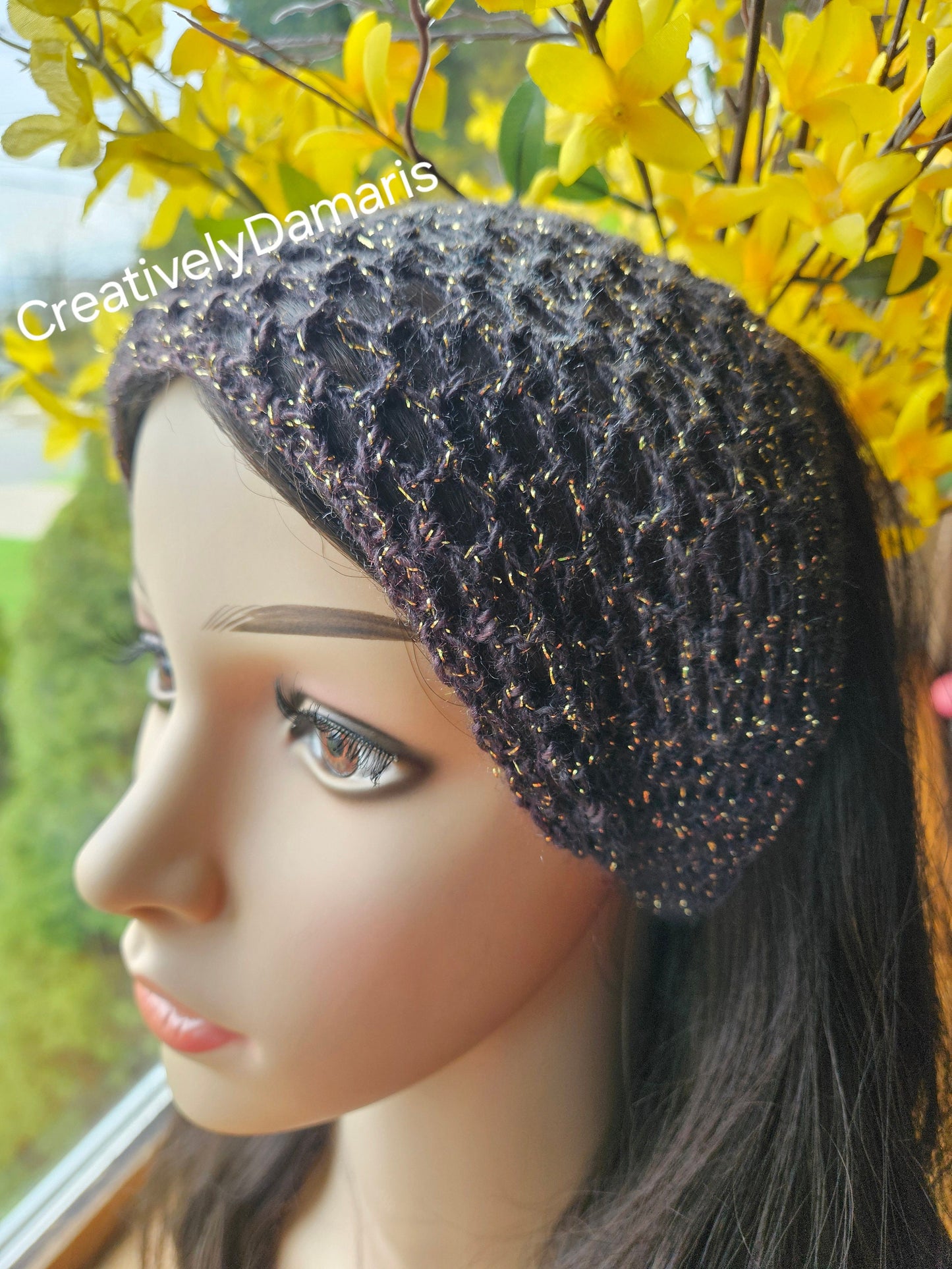 Glittery Brown Crochet Headband