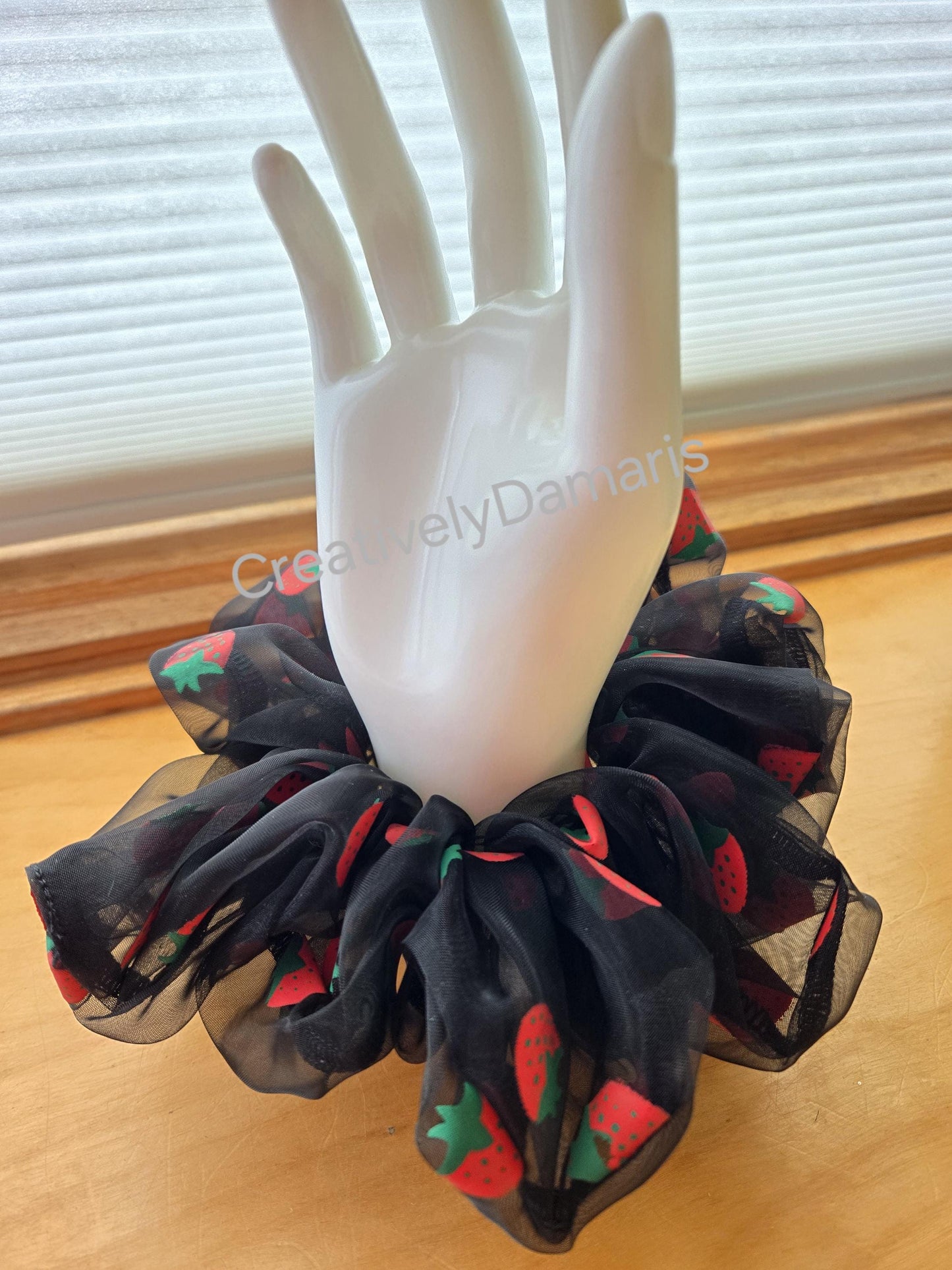 Strawberry Print Organza XL Scrunchie