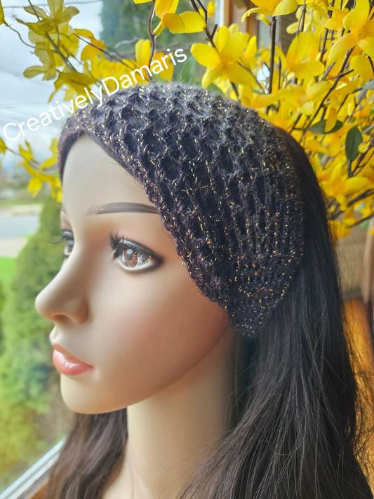Glittery Brown Crochet Headband