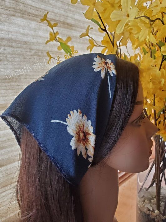 Navy with Ivory Floral Headband