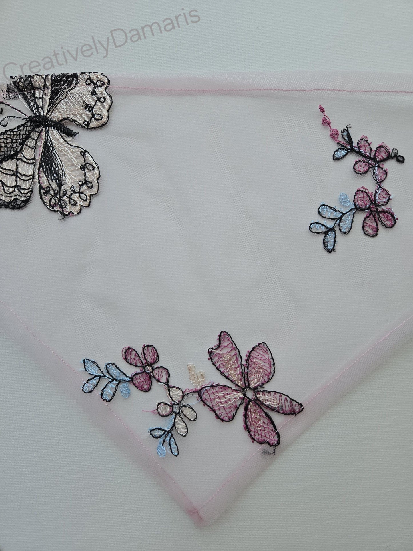 Pink Embroidery Lace Mesh Headband