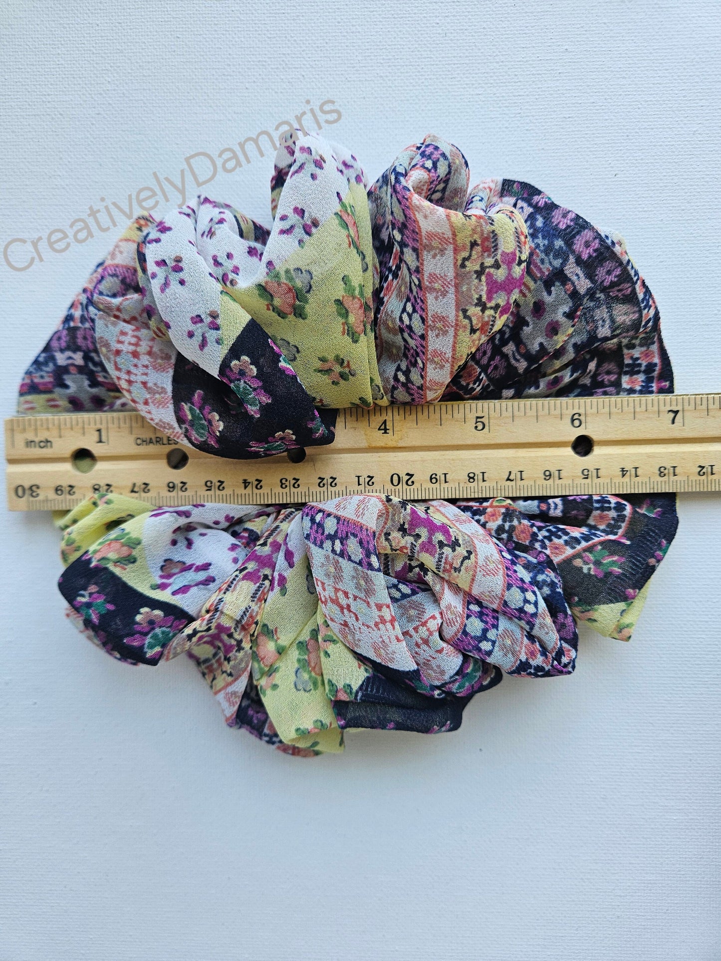 Patchwork Print Chiffon XL Scrunchie
