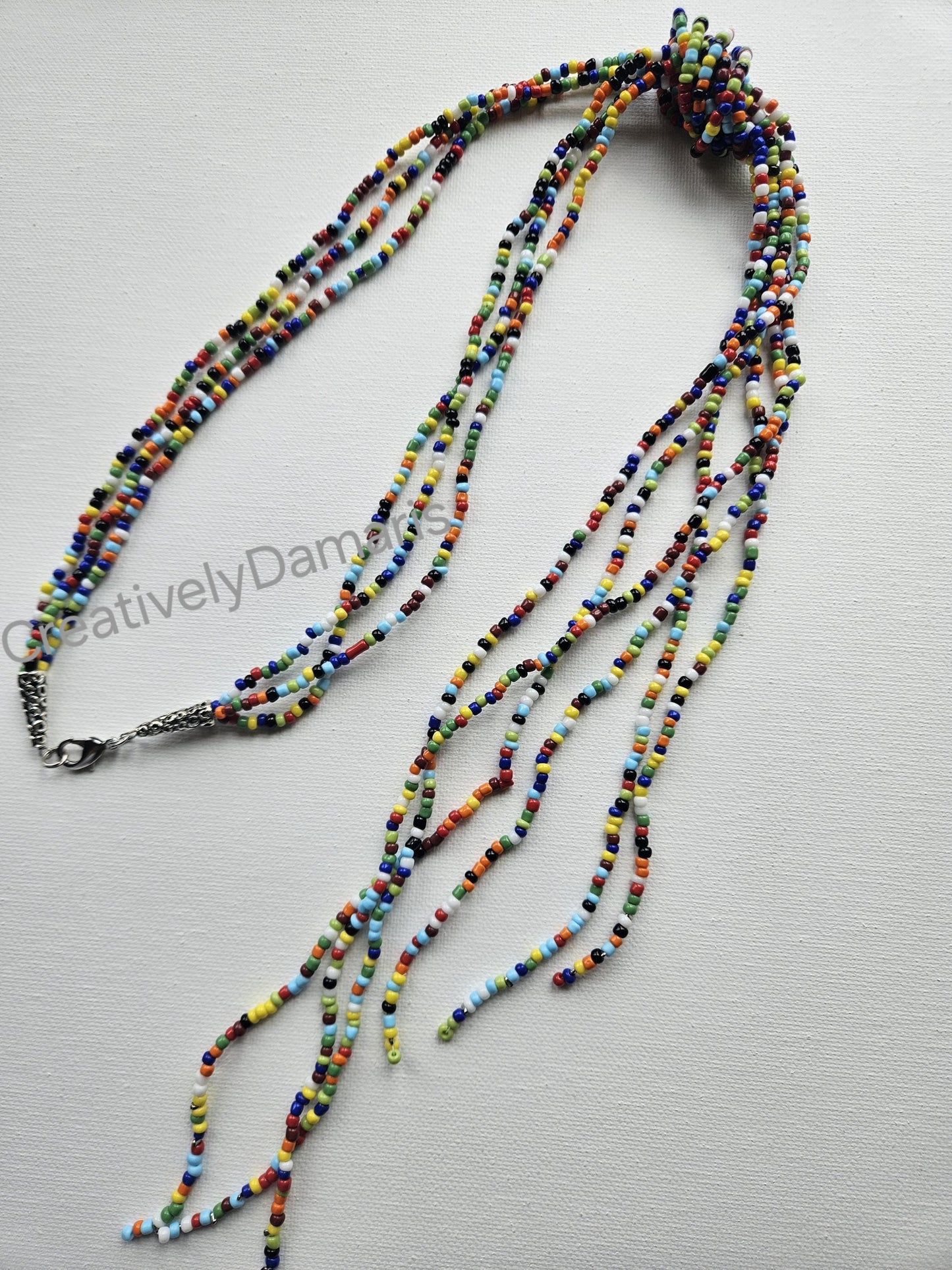 Multi-color Seeds Beaded Multi Strand Long Necklace