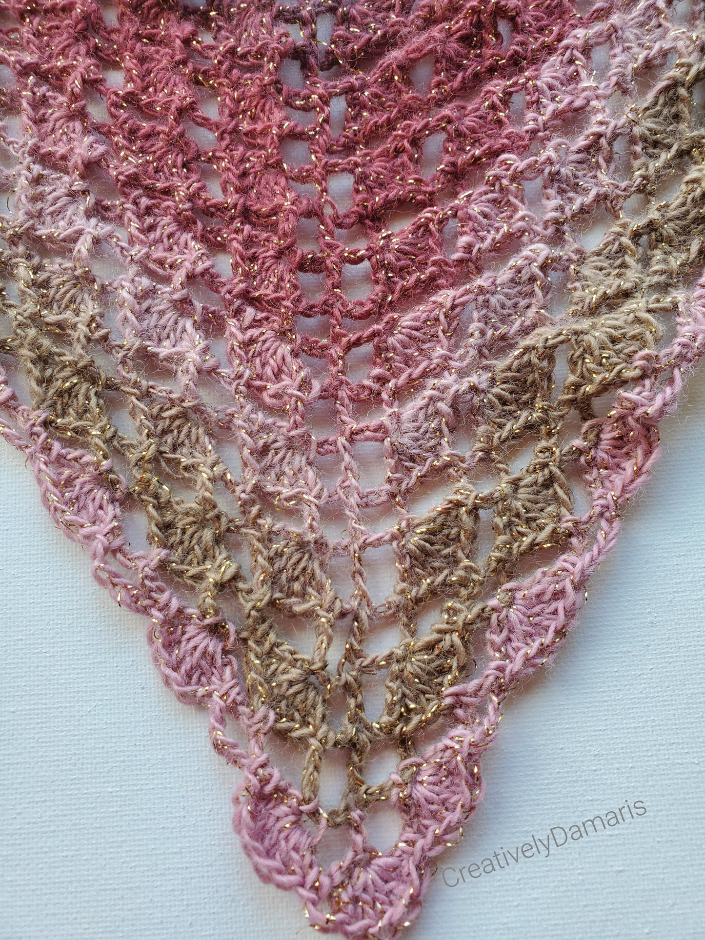 Glittery Rose Shells Crochet Kerchief