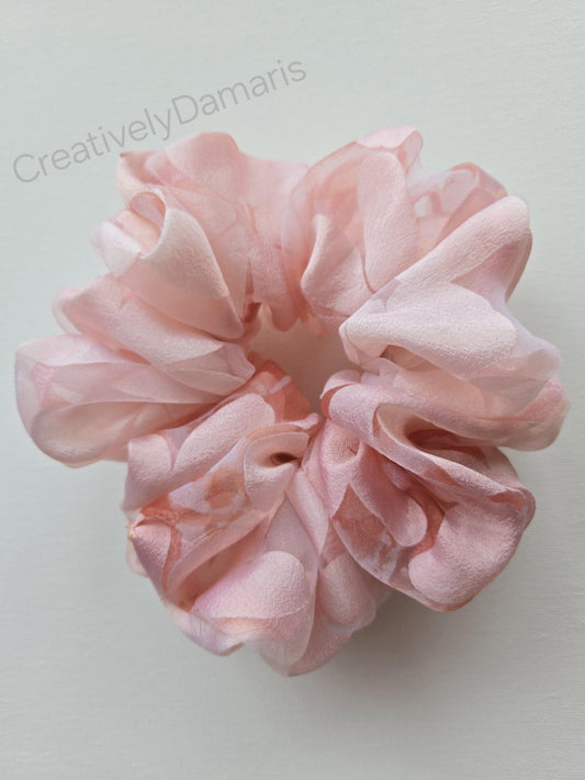 Pink Floral Organza XL Scrunchie