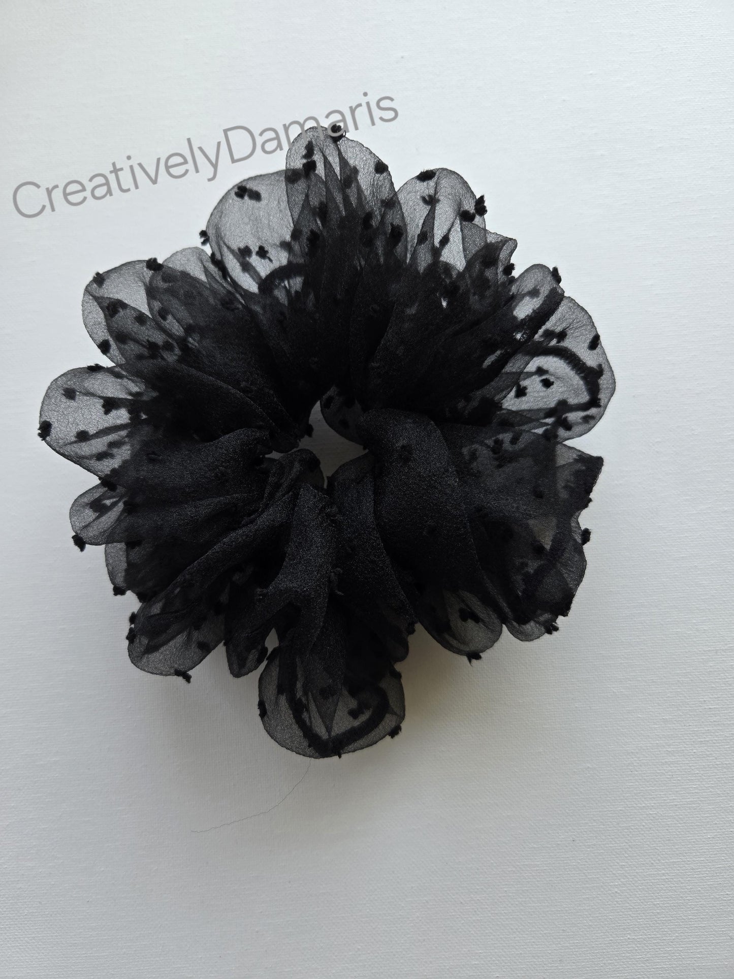 Black Swiss Dot Organza Scrunchie