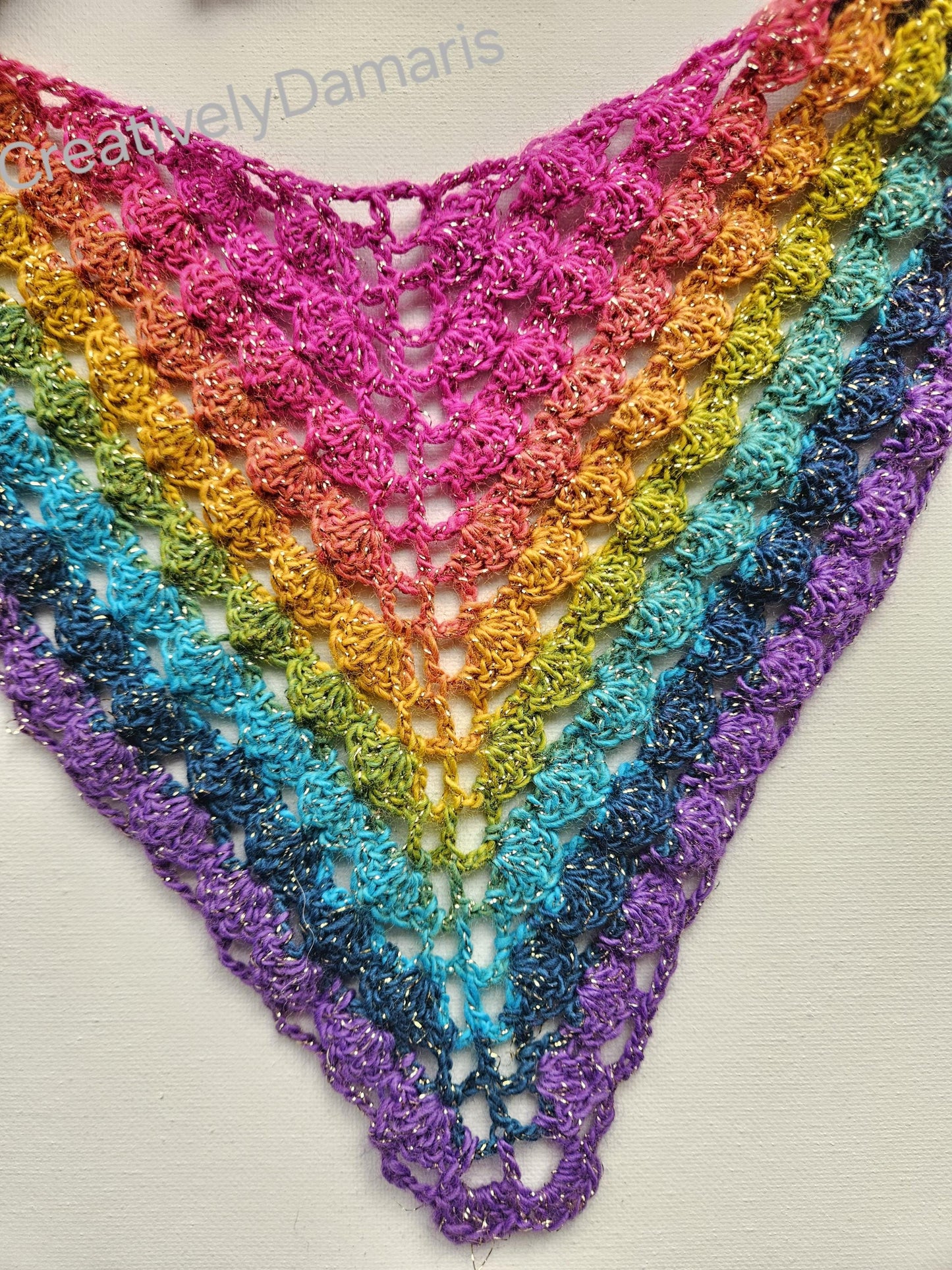 Glittery Rainbow Crochet Kerchief