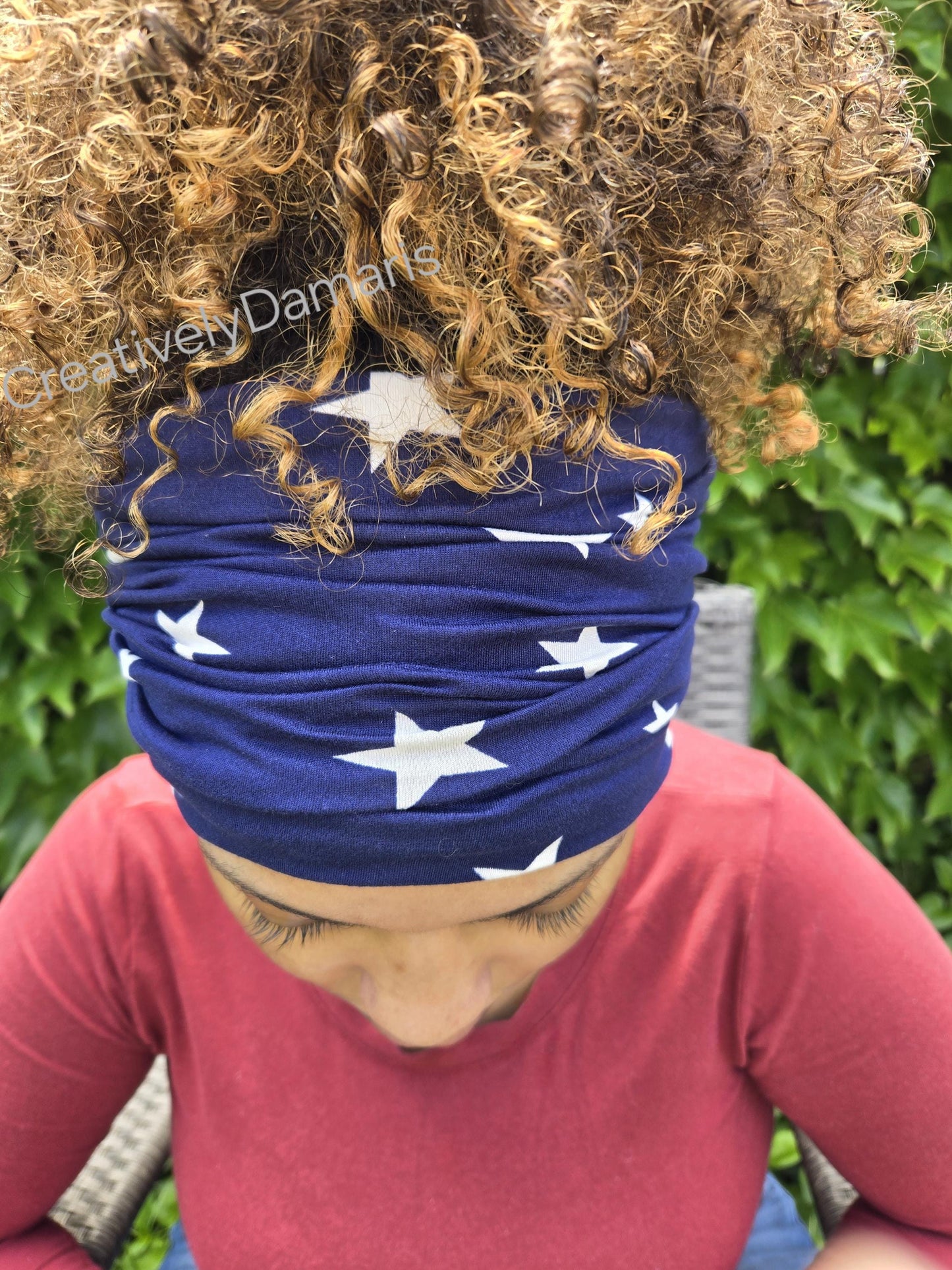 Star Print Wide Scrunch Headband