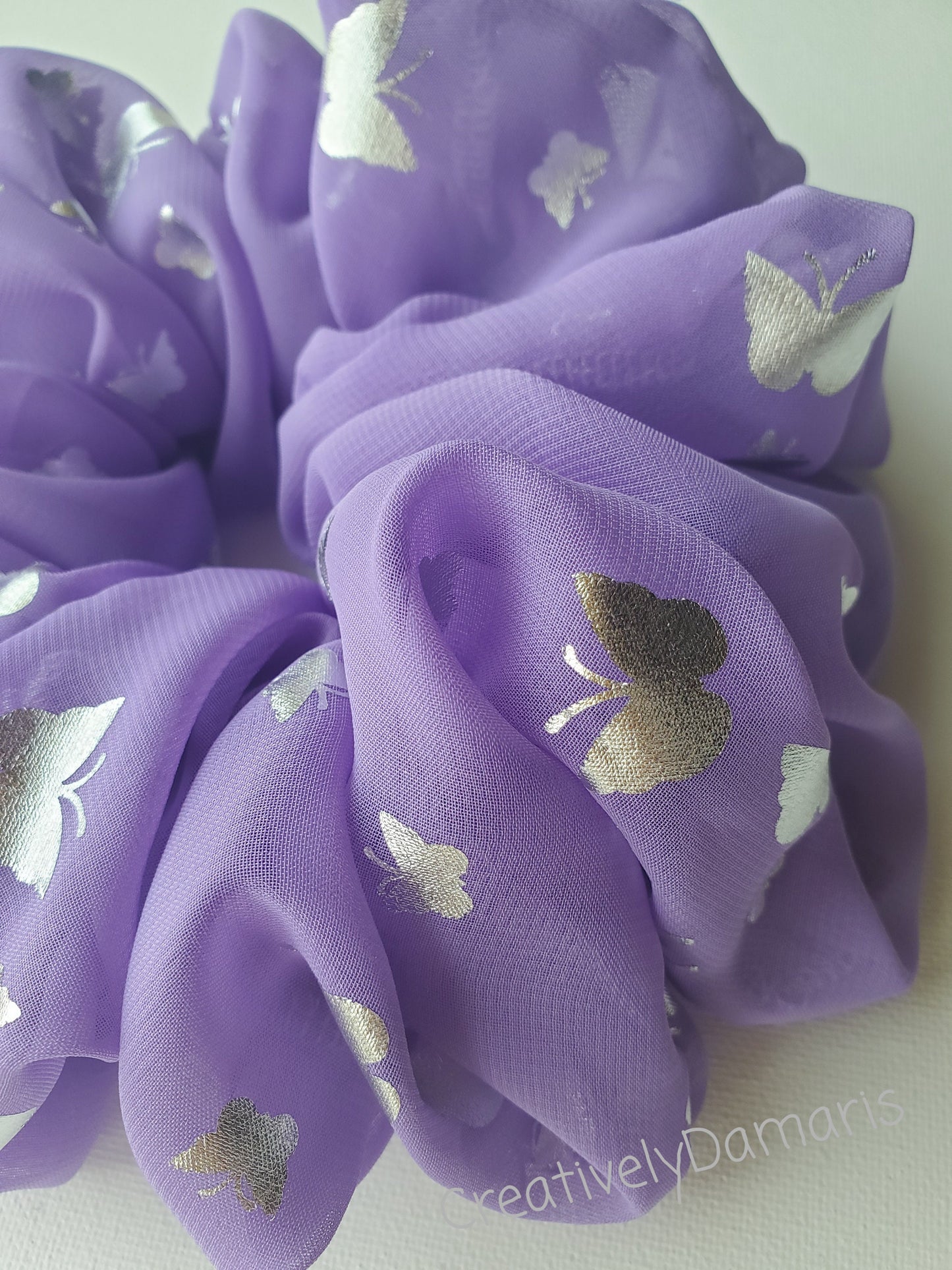 Lavender With Butterflies Chiffon XL Oversized Scrunchies