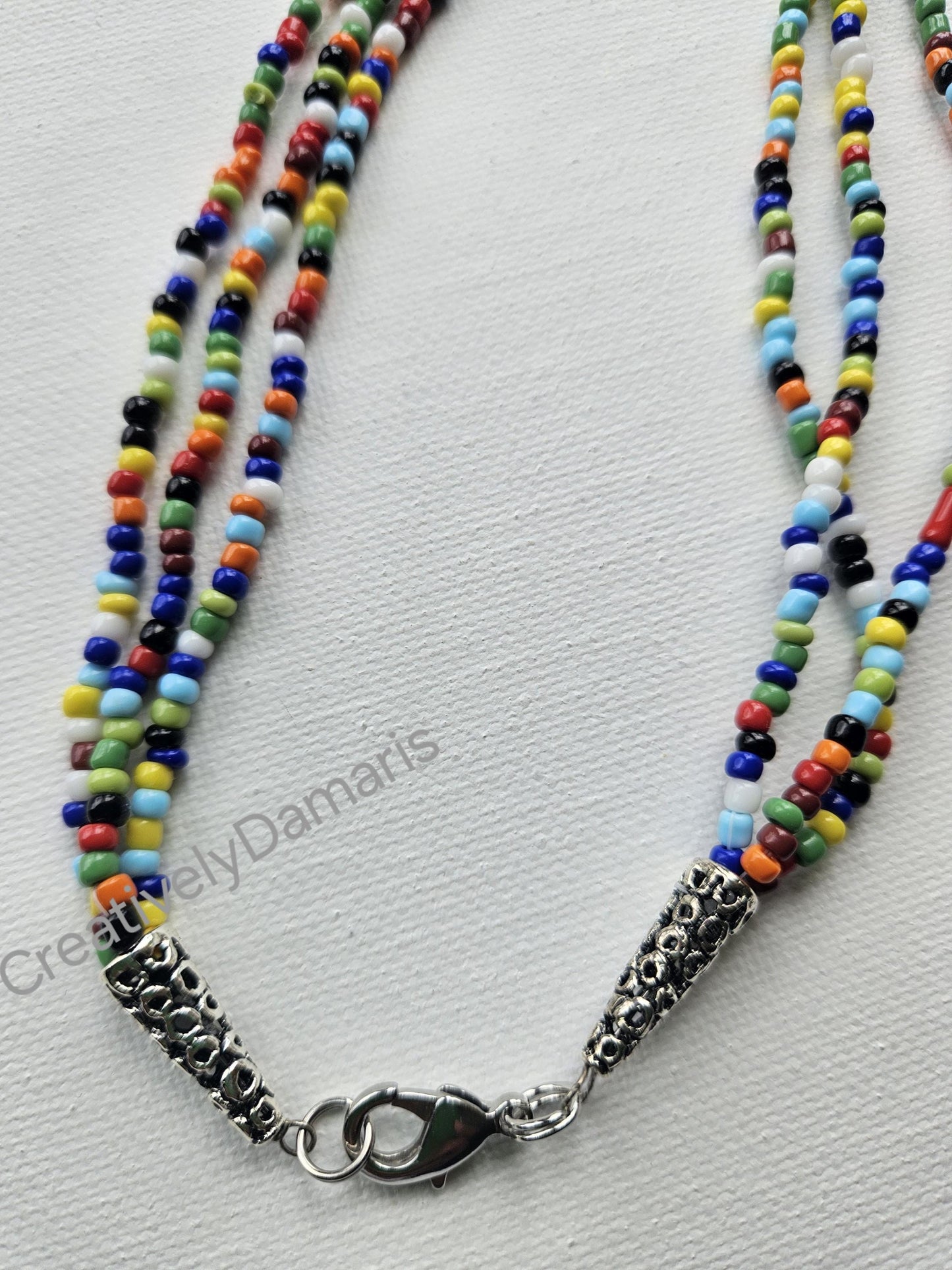 Multi-color Seeds Beaded Multi Strand Long Necklace