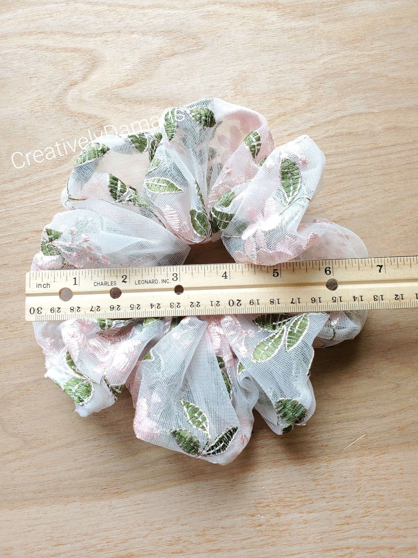 Sheer Mesh Organza Embroidered XL Scrunchie