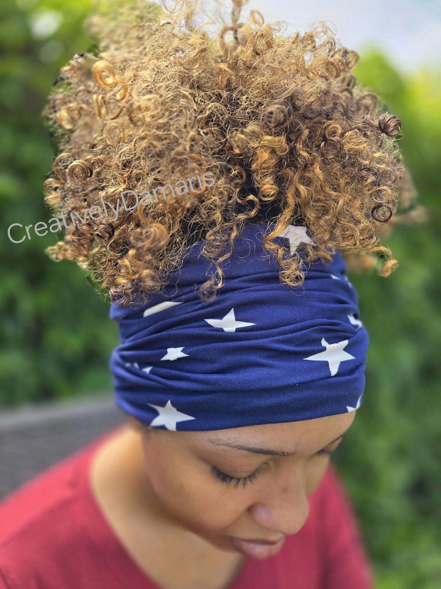 Star Print Wide Scrunch Headband