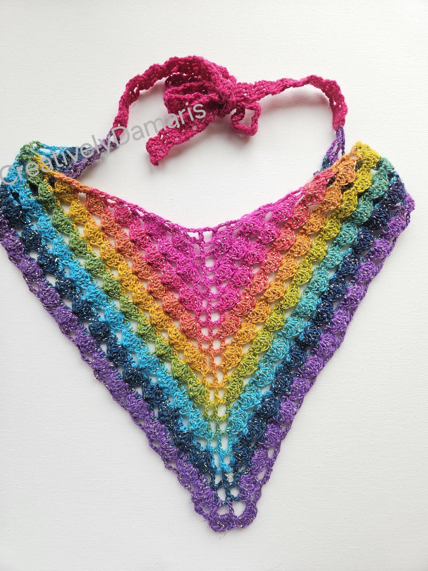 Glittery Rainbow Crochet Kerchief