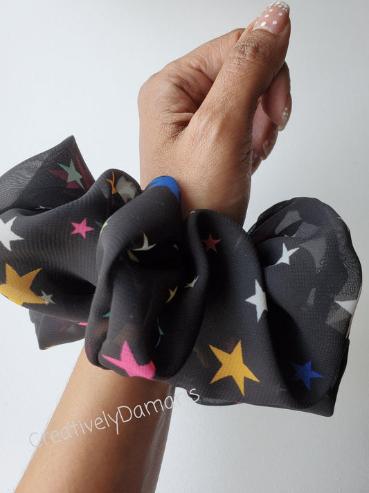 Colorful Stars Chiffon XL Scrunchies