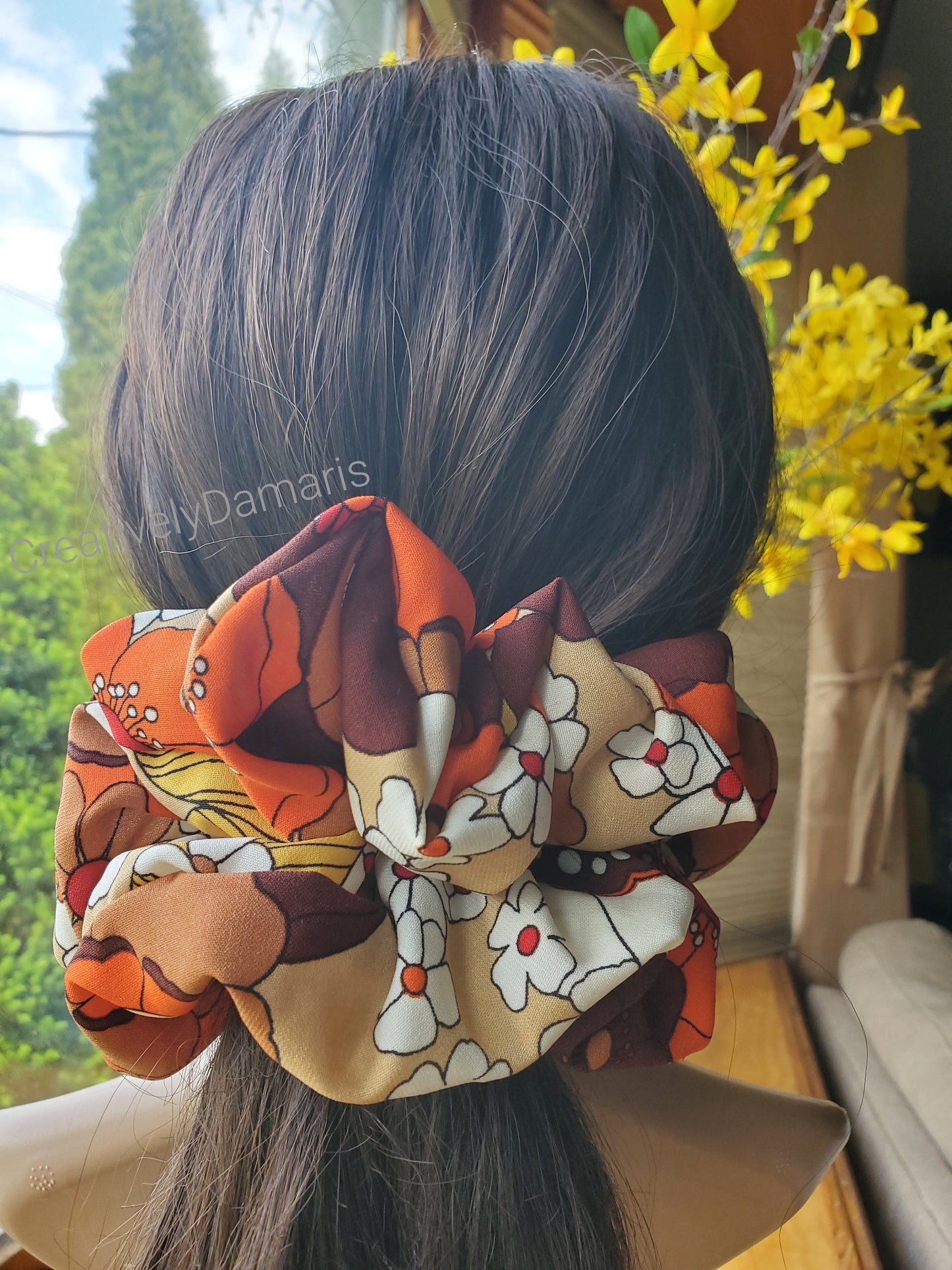 Fall Colors Floral Print XL Scrunchie