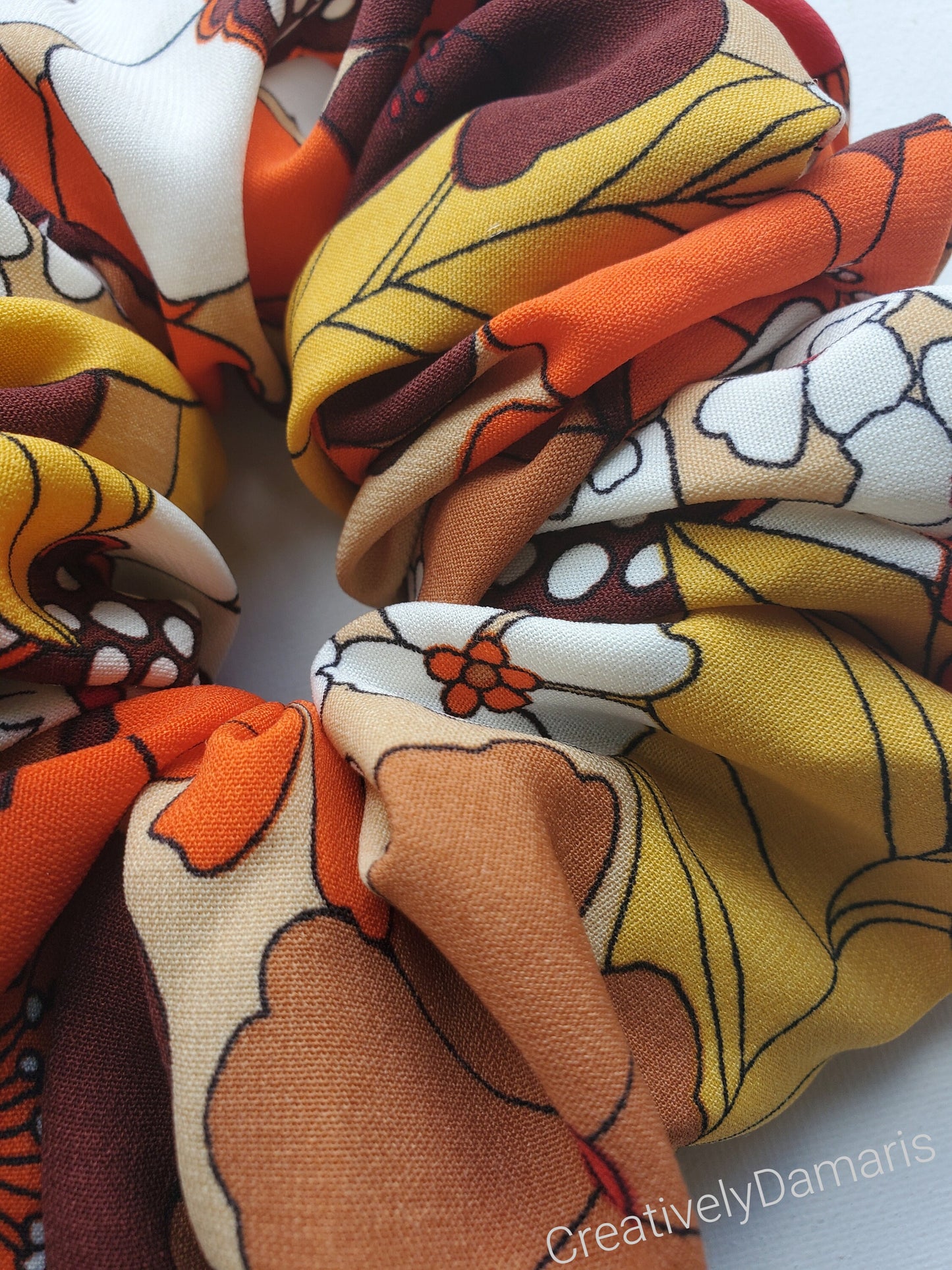 Fall Colors Floral Print XL Scrunchie