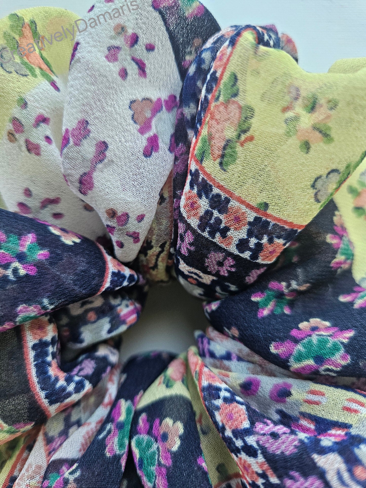 Patchwork Print Chiffon XL Scrunchie