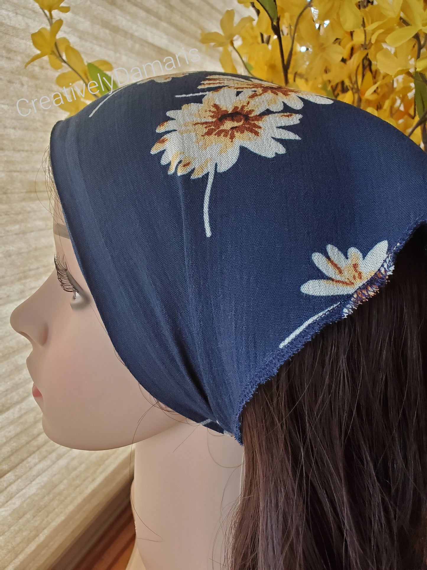 Navy with Ivory Floral Headband