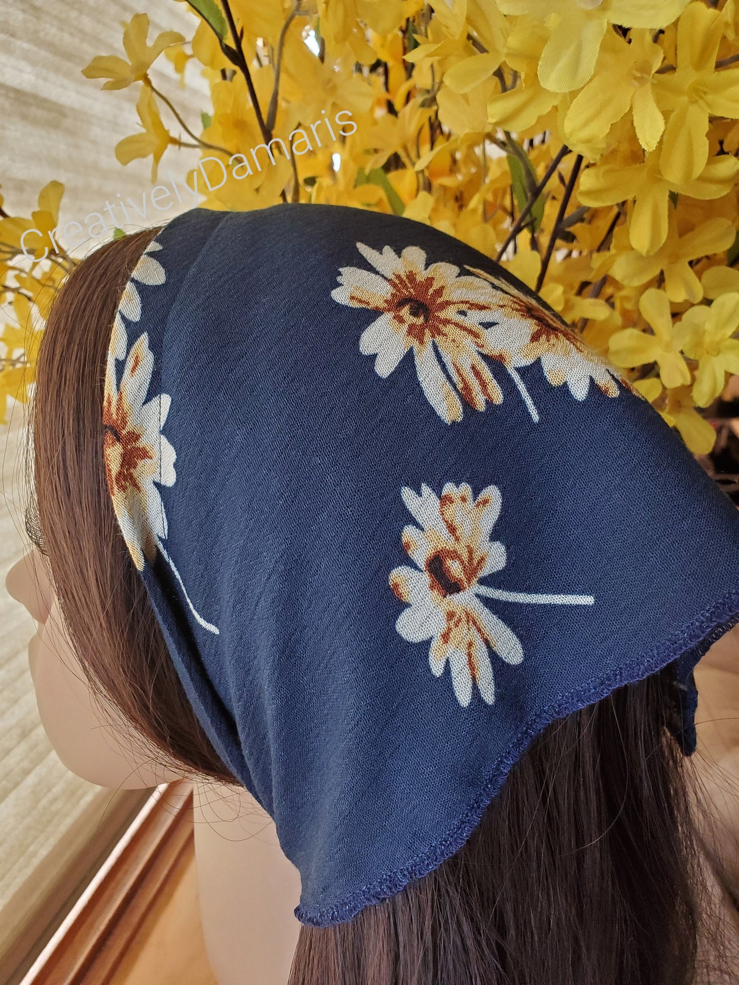 Navy with Ivory Floral Headband