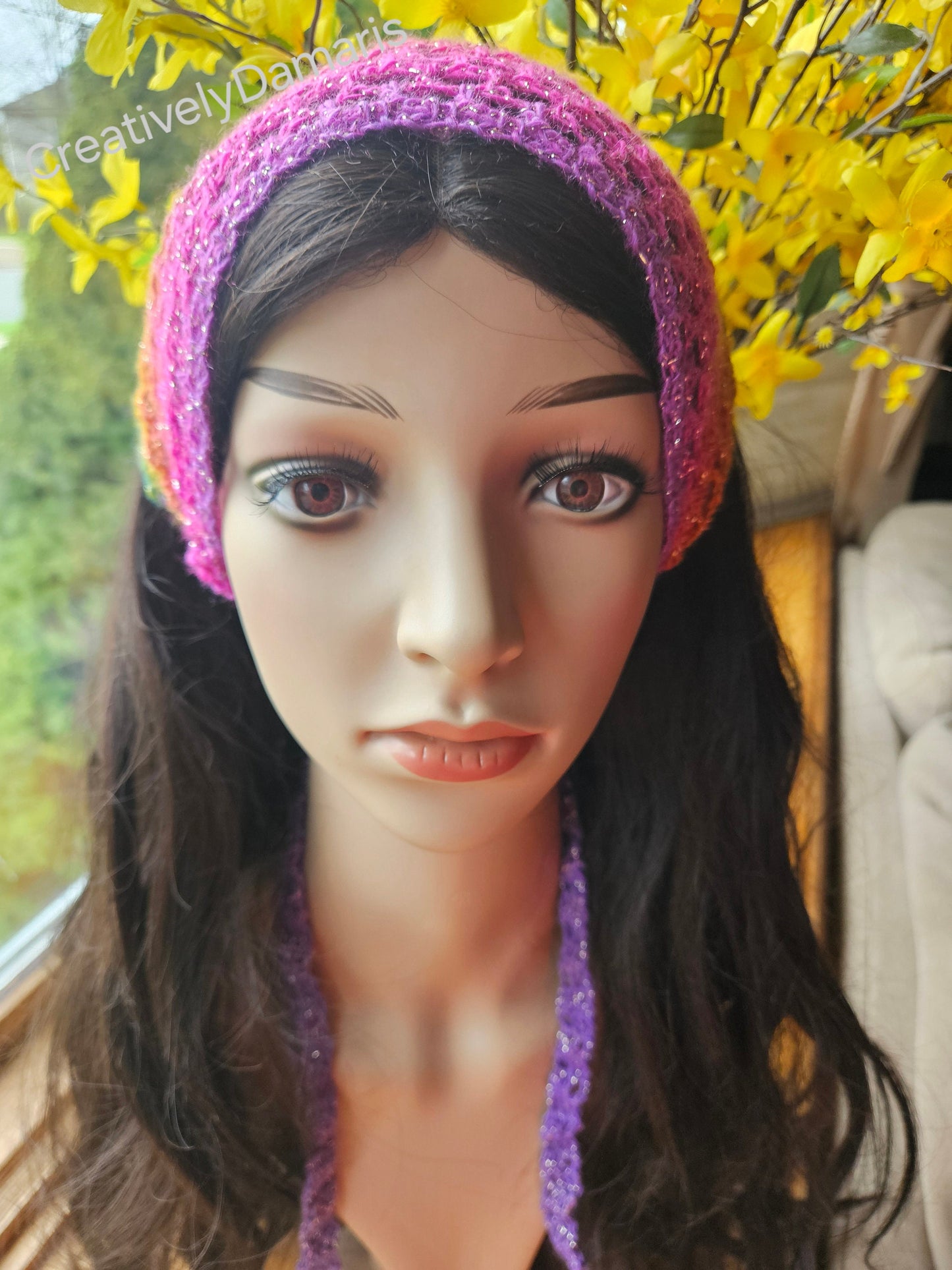 Glittery Multi-color Crochet Boho Crochet Headband