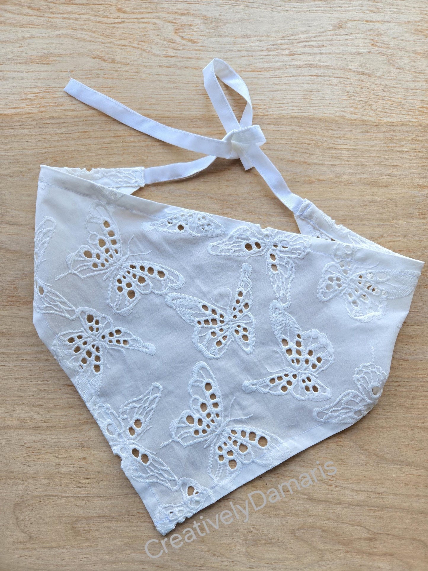 Butterfly Embroidered Cotton Head Kerchief