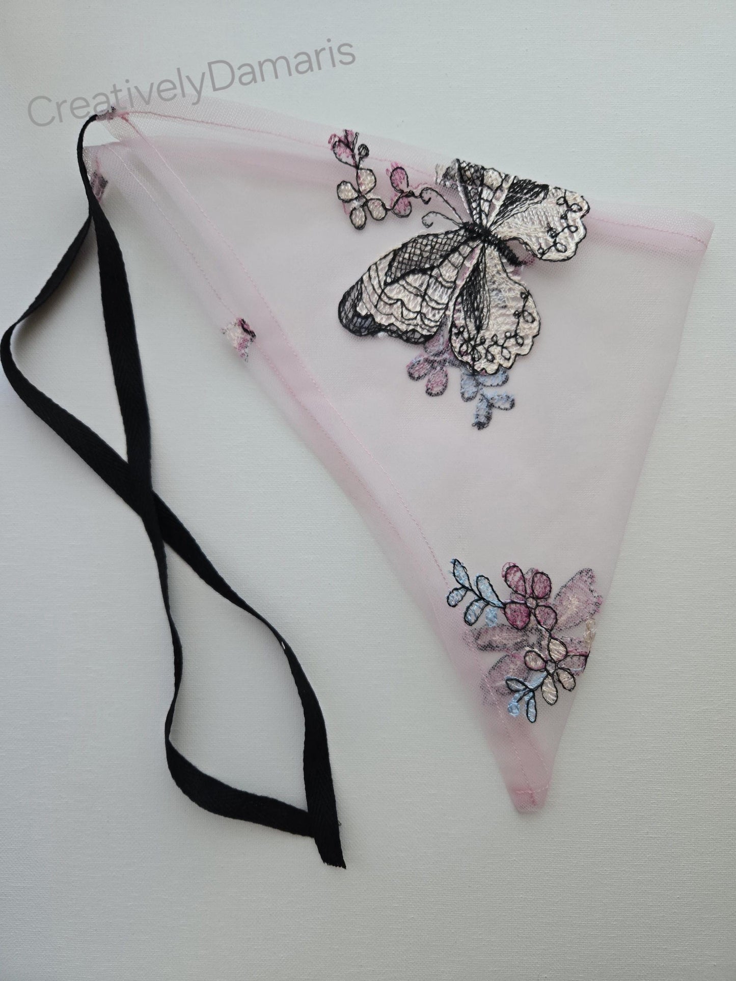 Pink Embroidery Lace Mesh Headband