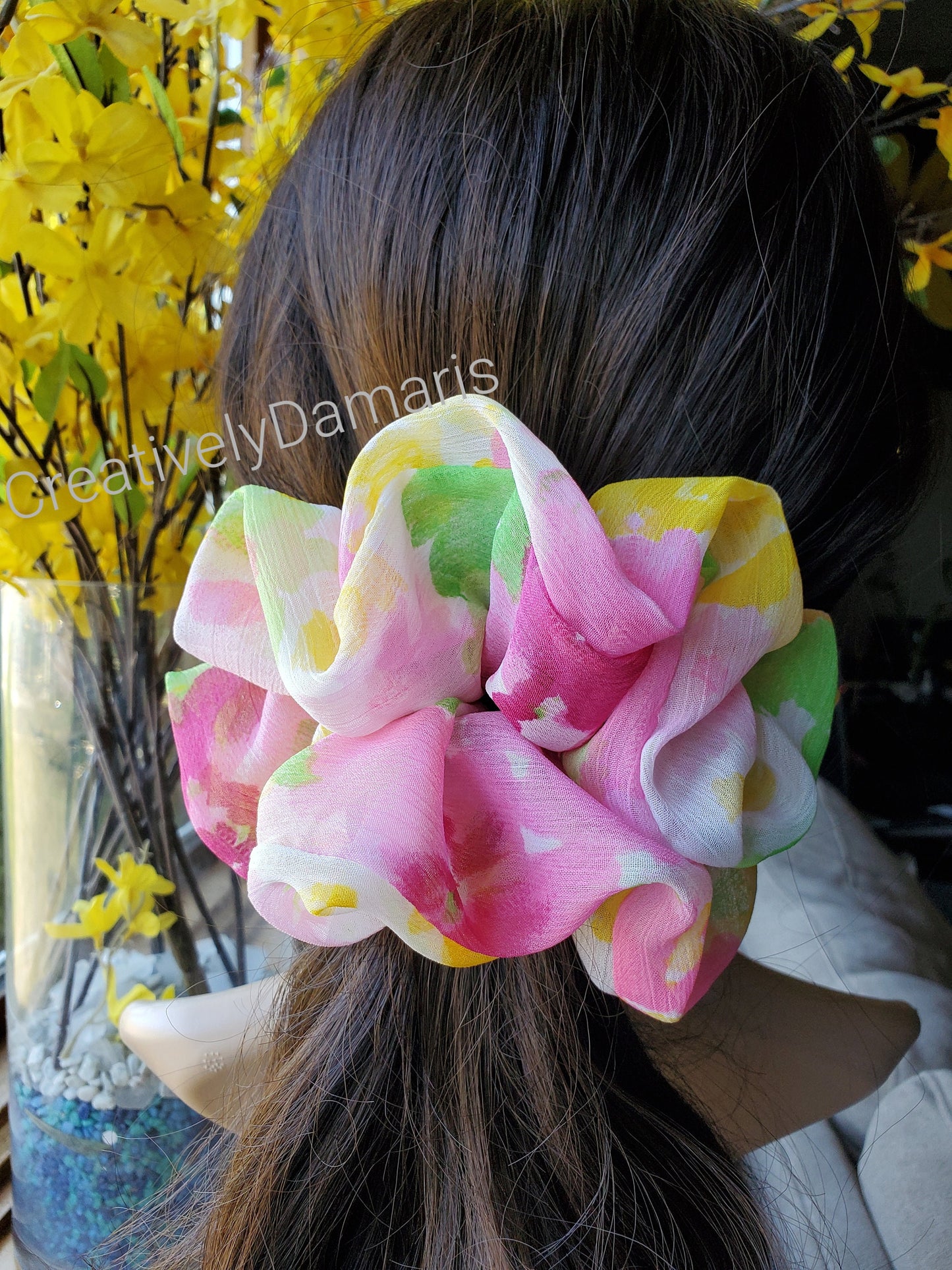 Summer Time Floral Chiffon XL Scrunchie