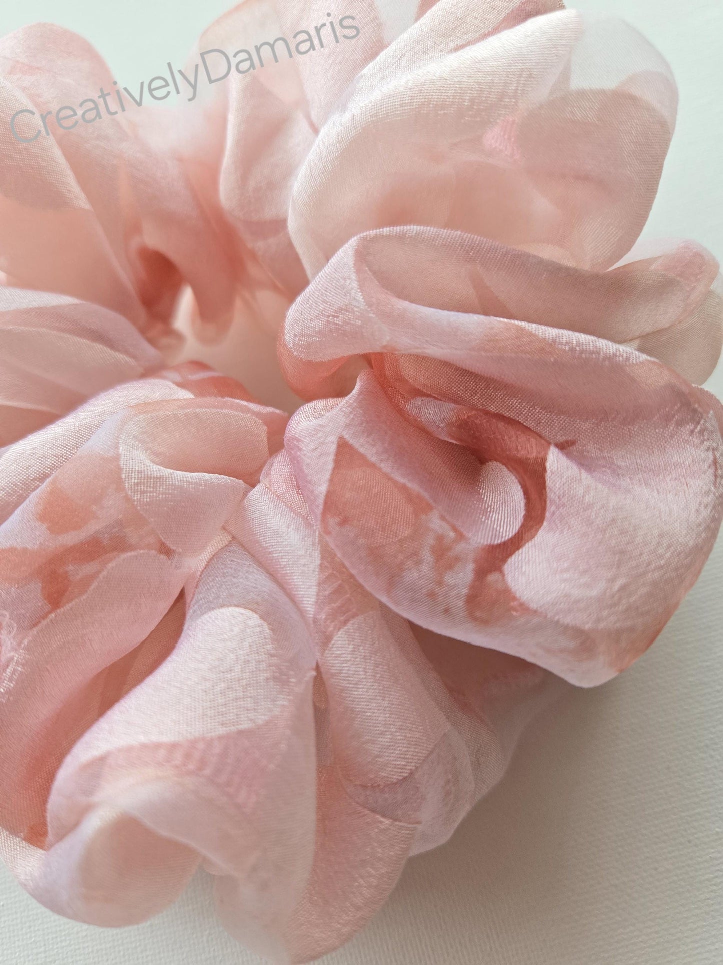 Pink Floral Organza XL Scrunchie