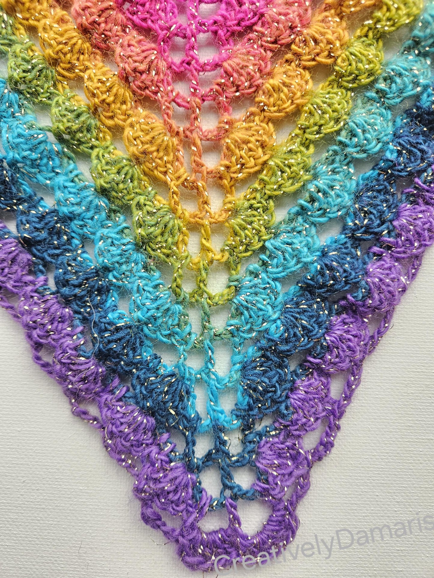 Glittery Rainbow Crochet Kerchief