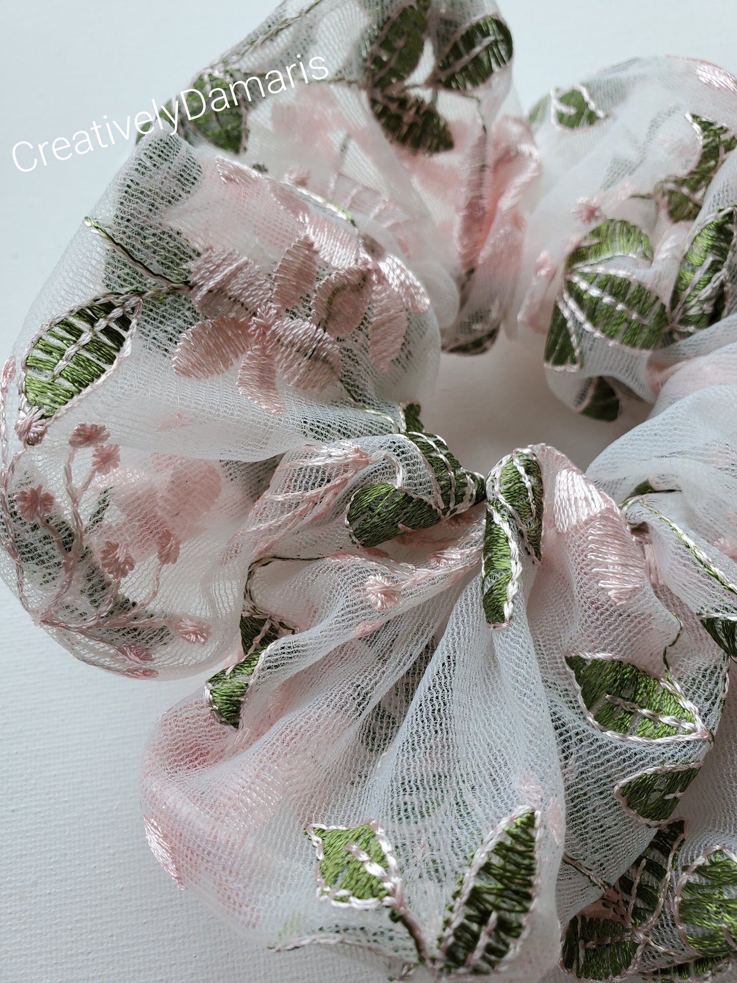 Sheer Mesh Organza Embroidered XL Scrunchie