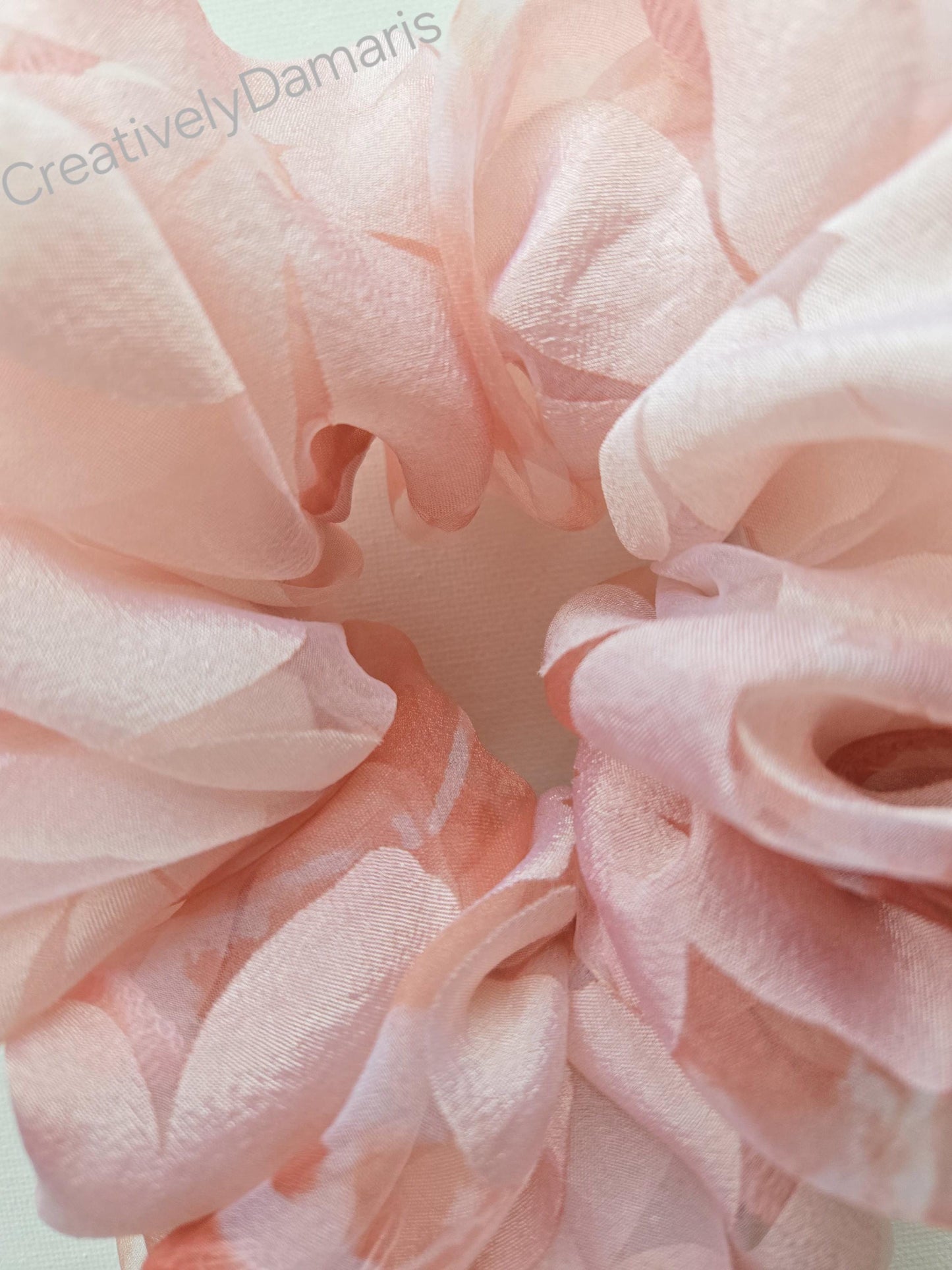 Pink Floral Organza XL Scrunchie
