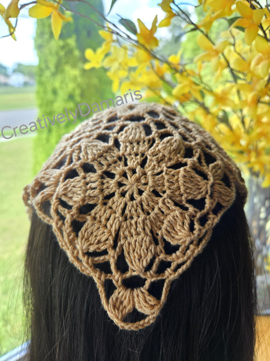 Lacy Floral Crochet Boho Headband