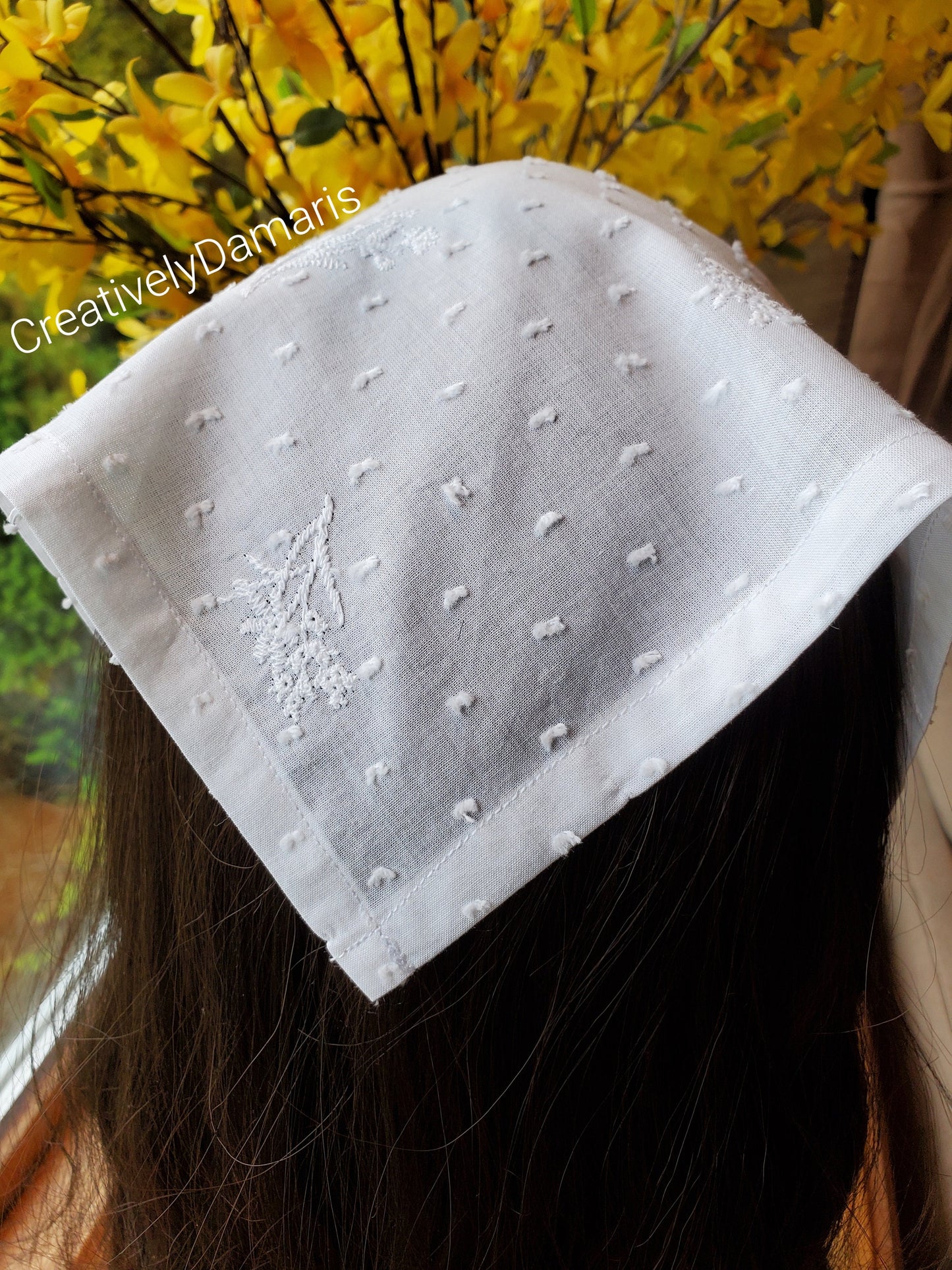White Swiss Dot Cottage Core Headband