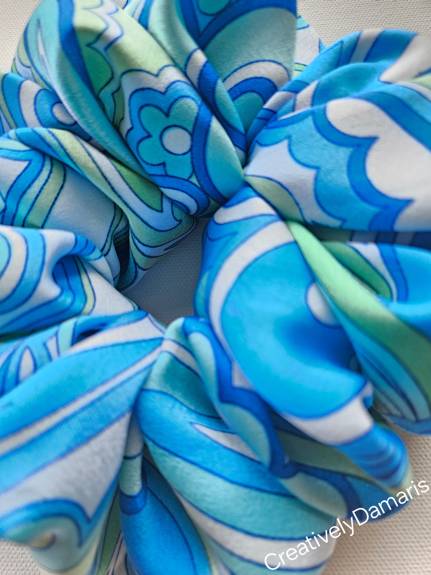 Blue Jewel Paisley Print Scrunchie