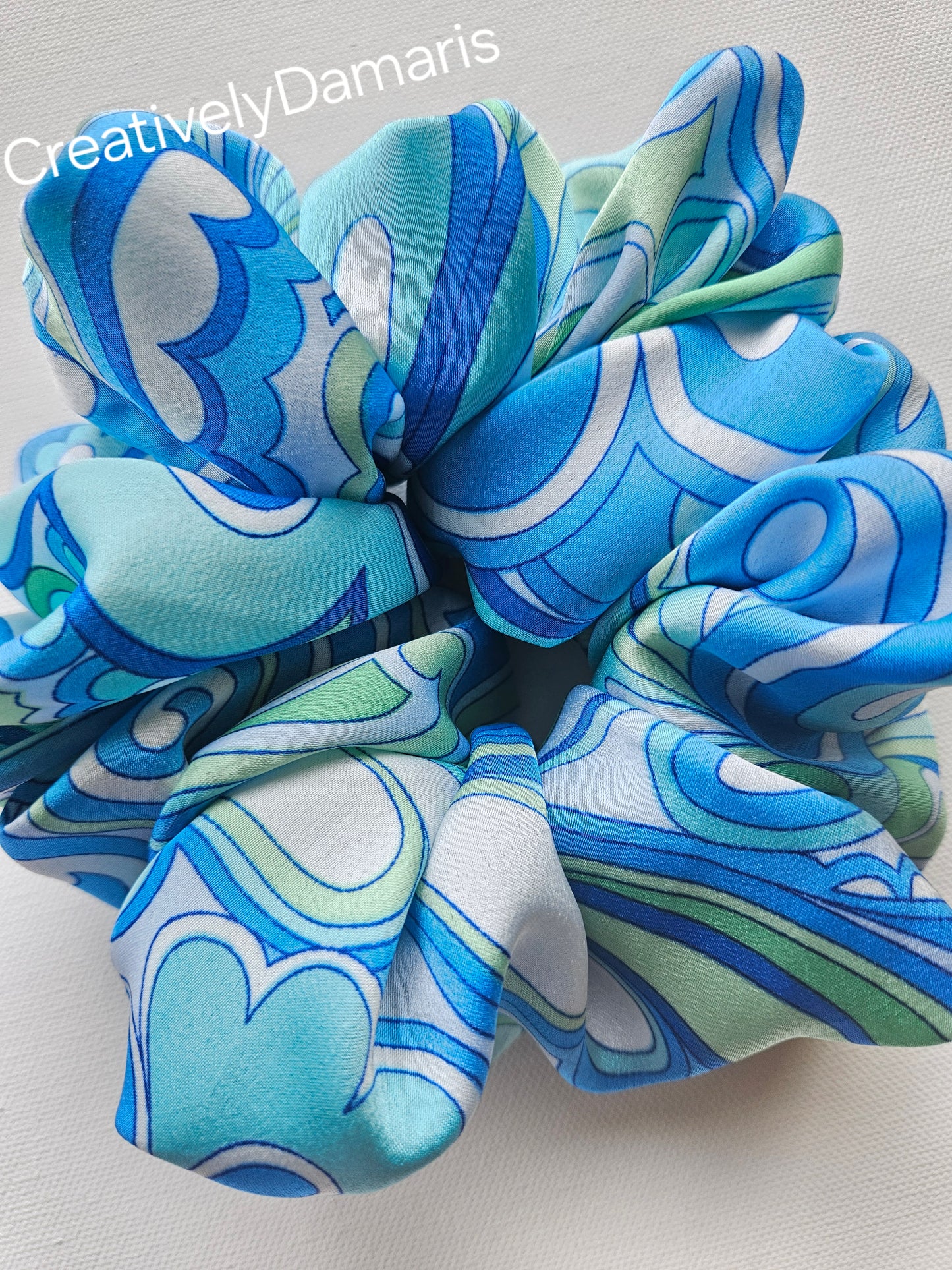 Blue Jewel Paisley Print Scrunchie