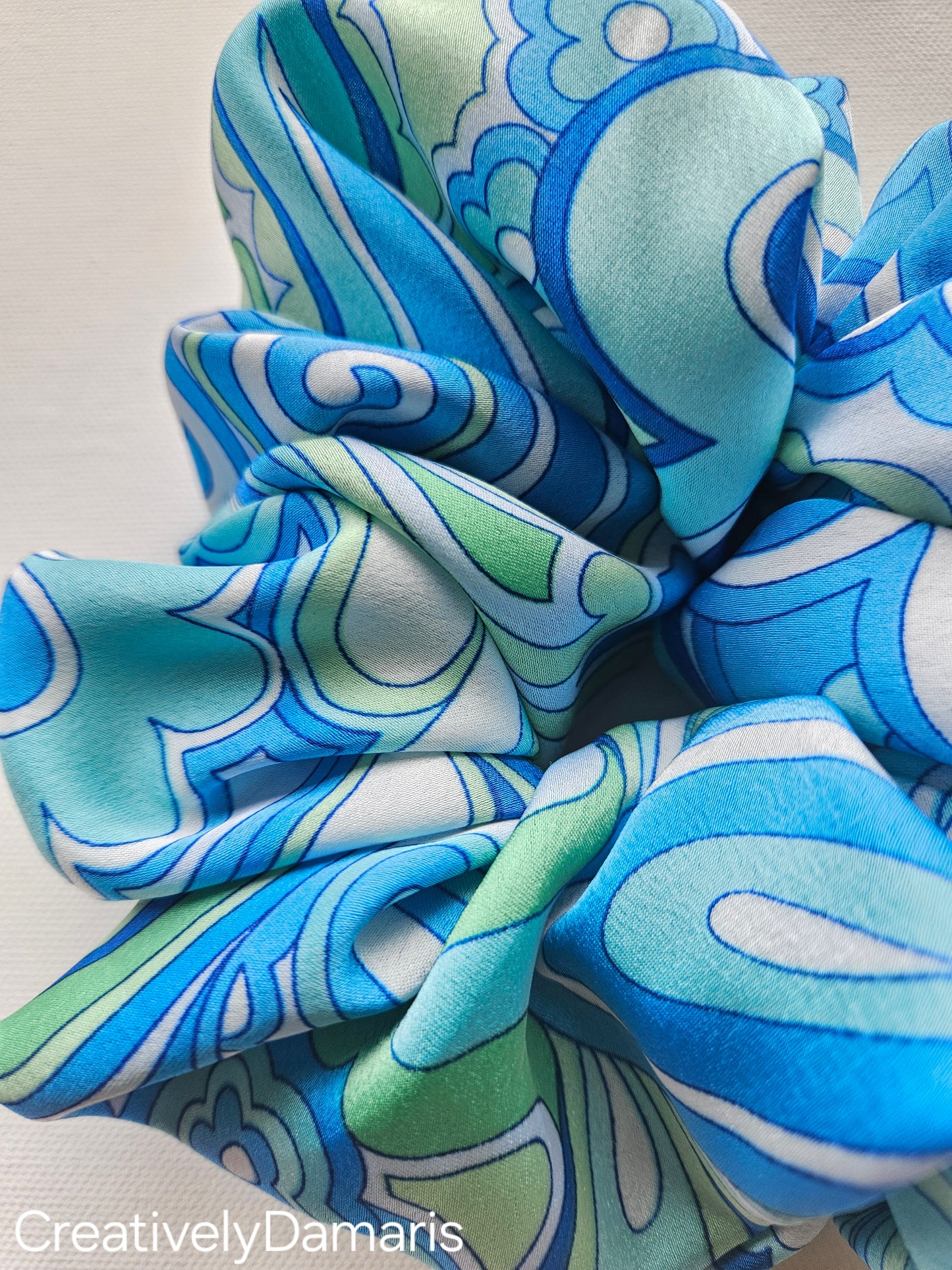 Blue Jewel Paisley Print Scrunchie