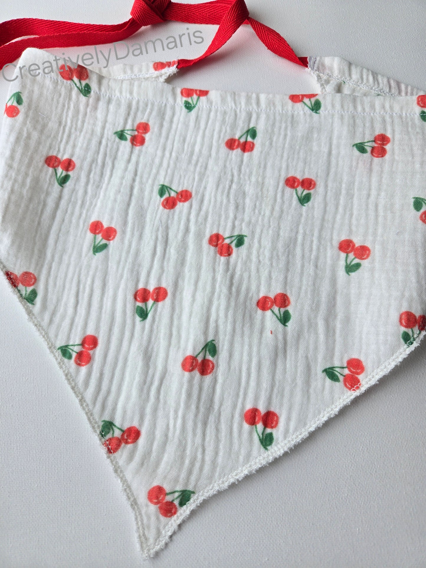 Cherry Cotton Muslin Head Kerchief