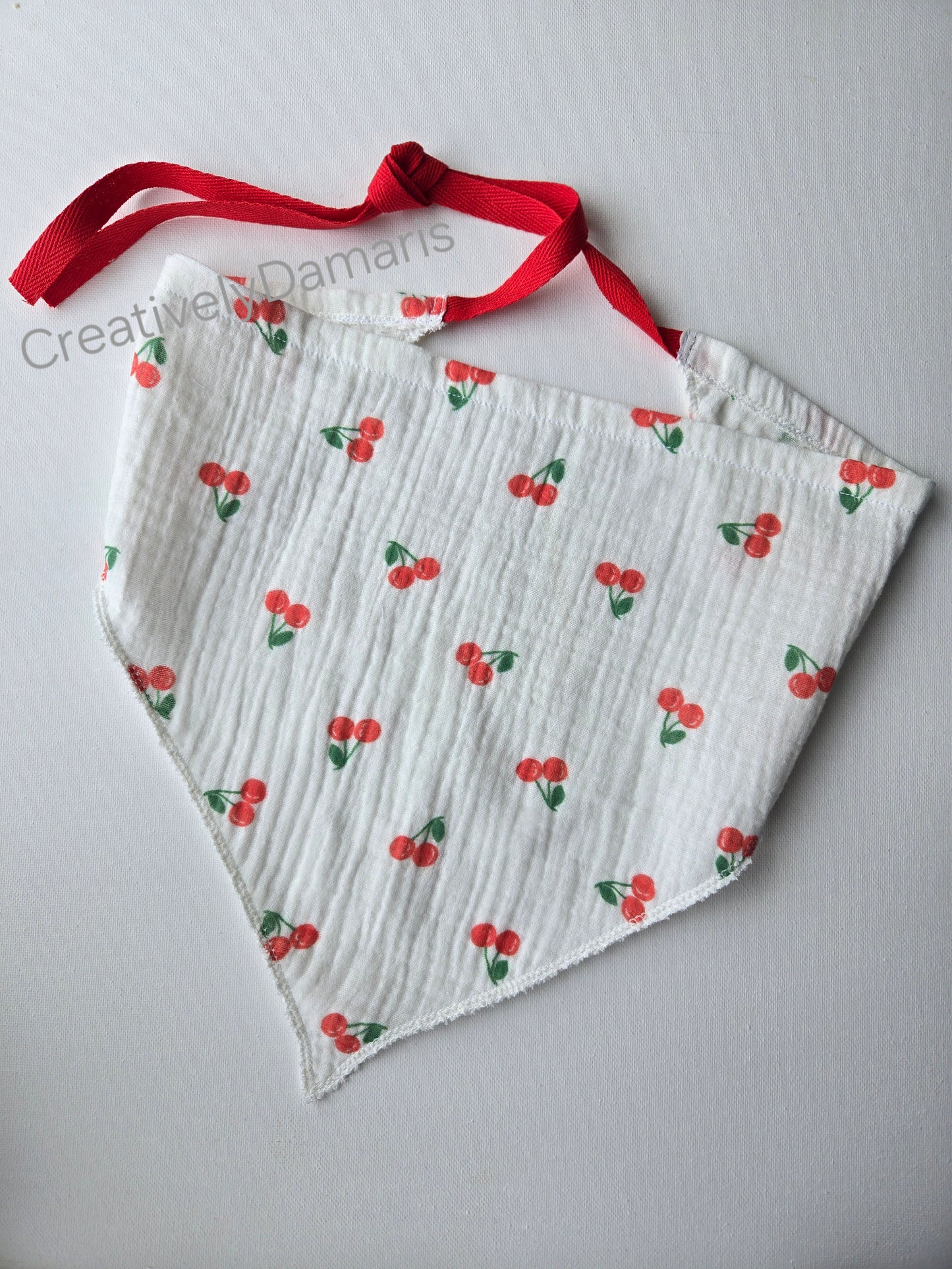 Cherry Cotton Muslin Head Kerchief