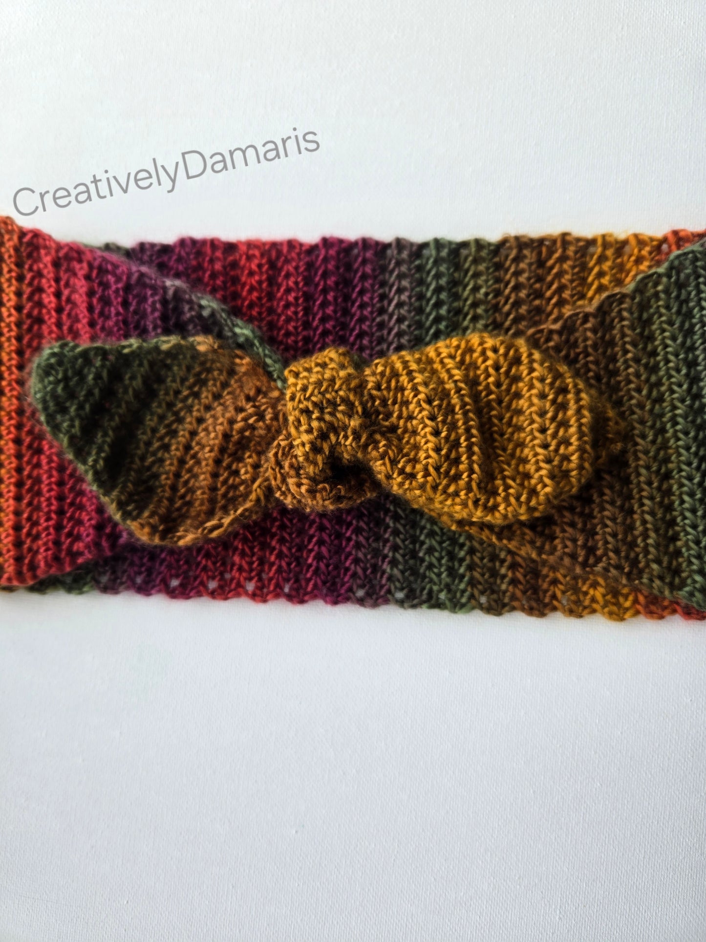 Autumn Knotted Self Tie Crochet Ear Warmer Headband
