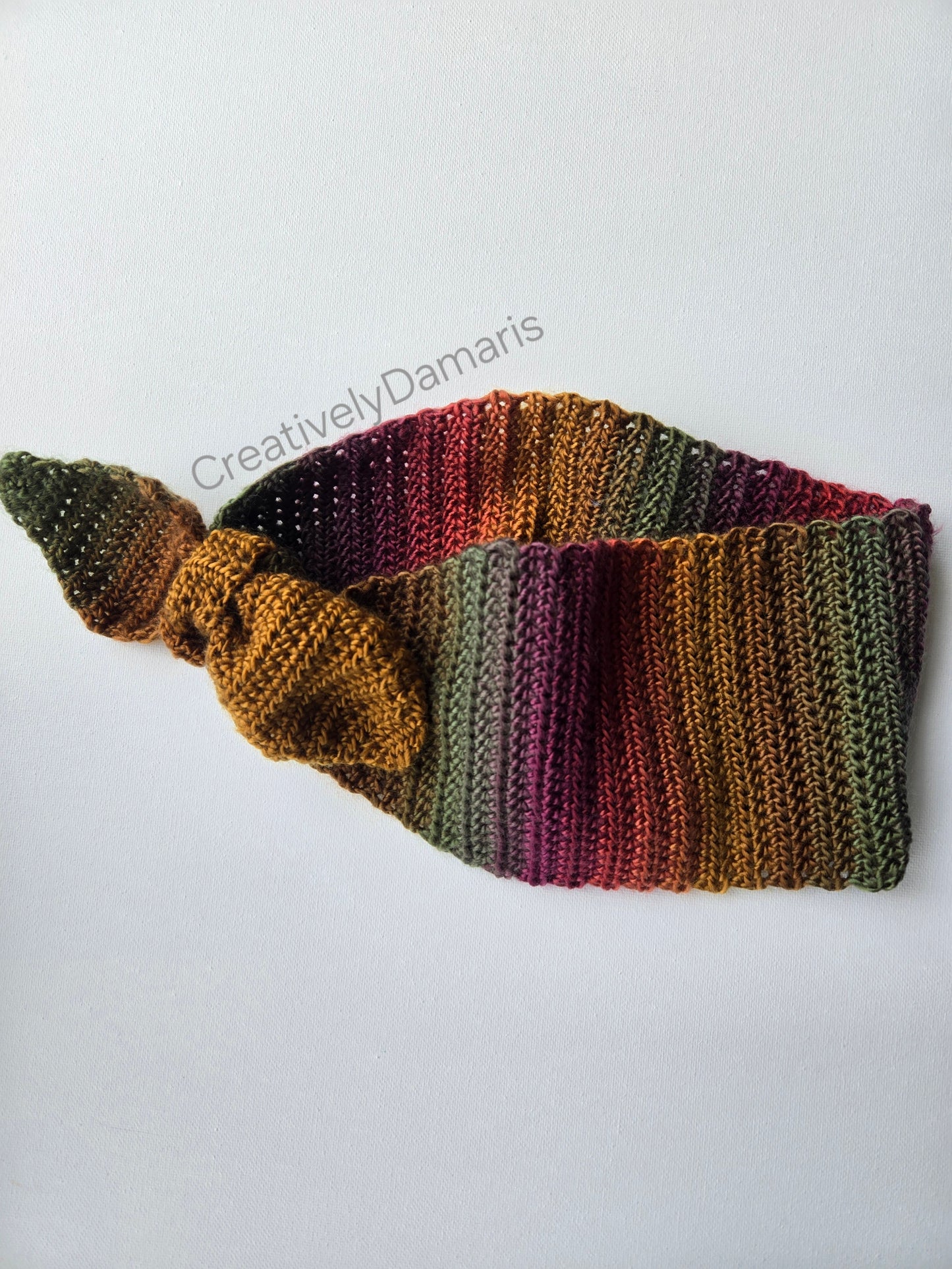 Autumn Knotted Self Tie Crochet Ear Warmer Headband