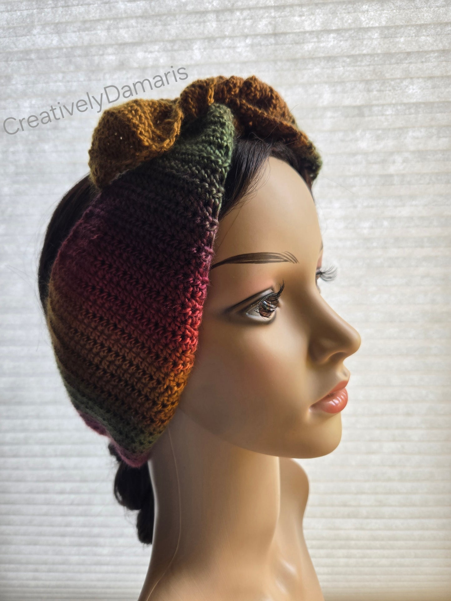 Autumn Knotted Self Tie Crochet Ear Warmer Headband