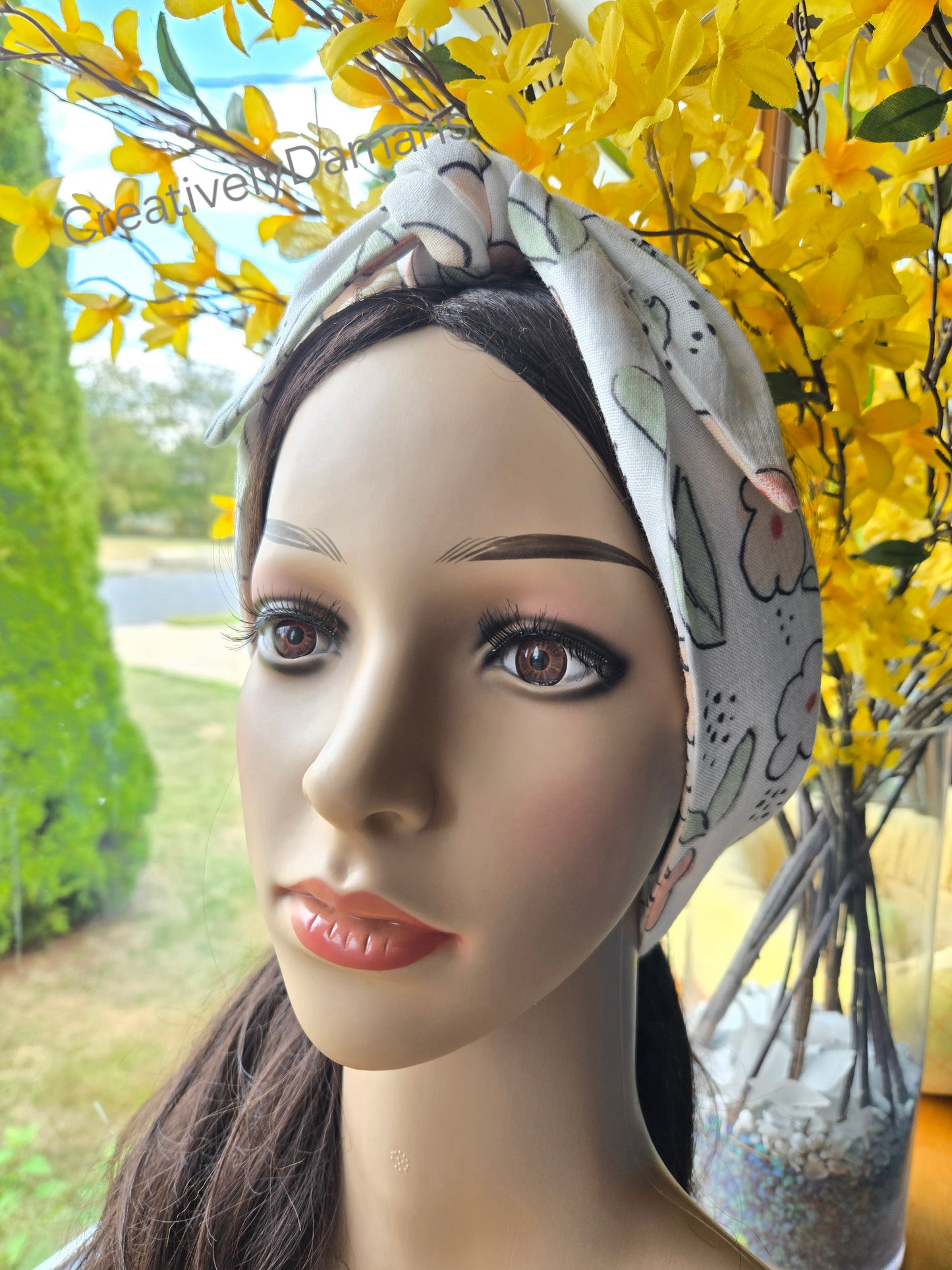 Pretty Flowers Self Tie Cotton Muslin Headband